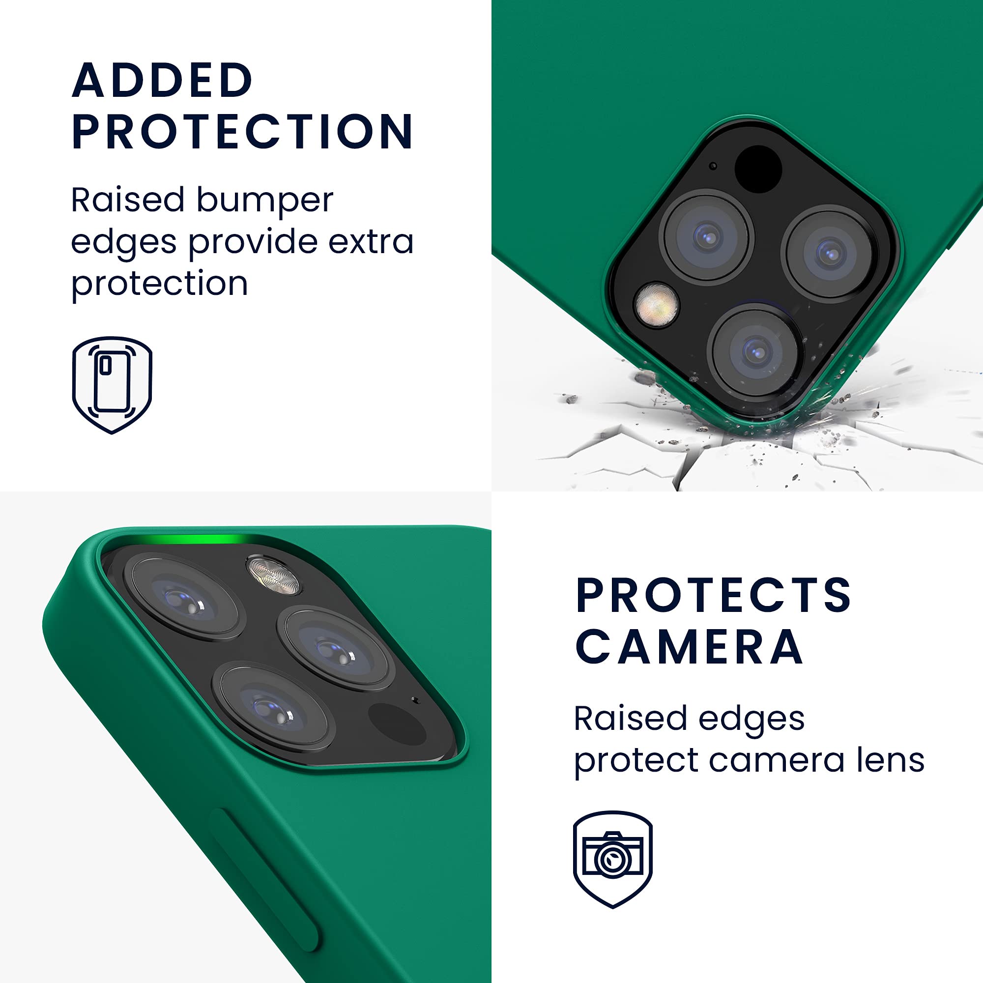 kwmobile Shockproof TPU Silicone Case for Apple iPhone 12/12 Pro - Soft Protective Phone Cover in Emerald Green - Perfect for Daily Use, Work & Outdoor Activities