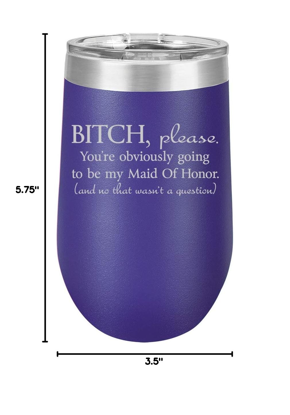 16 oz Double Wall Vacuum Insulated Stainless Steel Wine Tumbler - Stemless Coffee Travel Mug with Lid - Purple 
