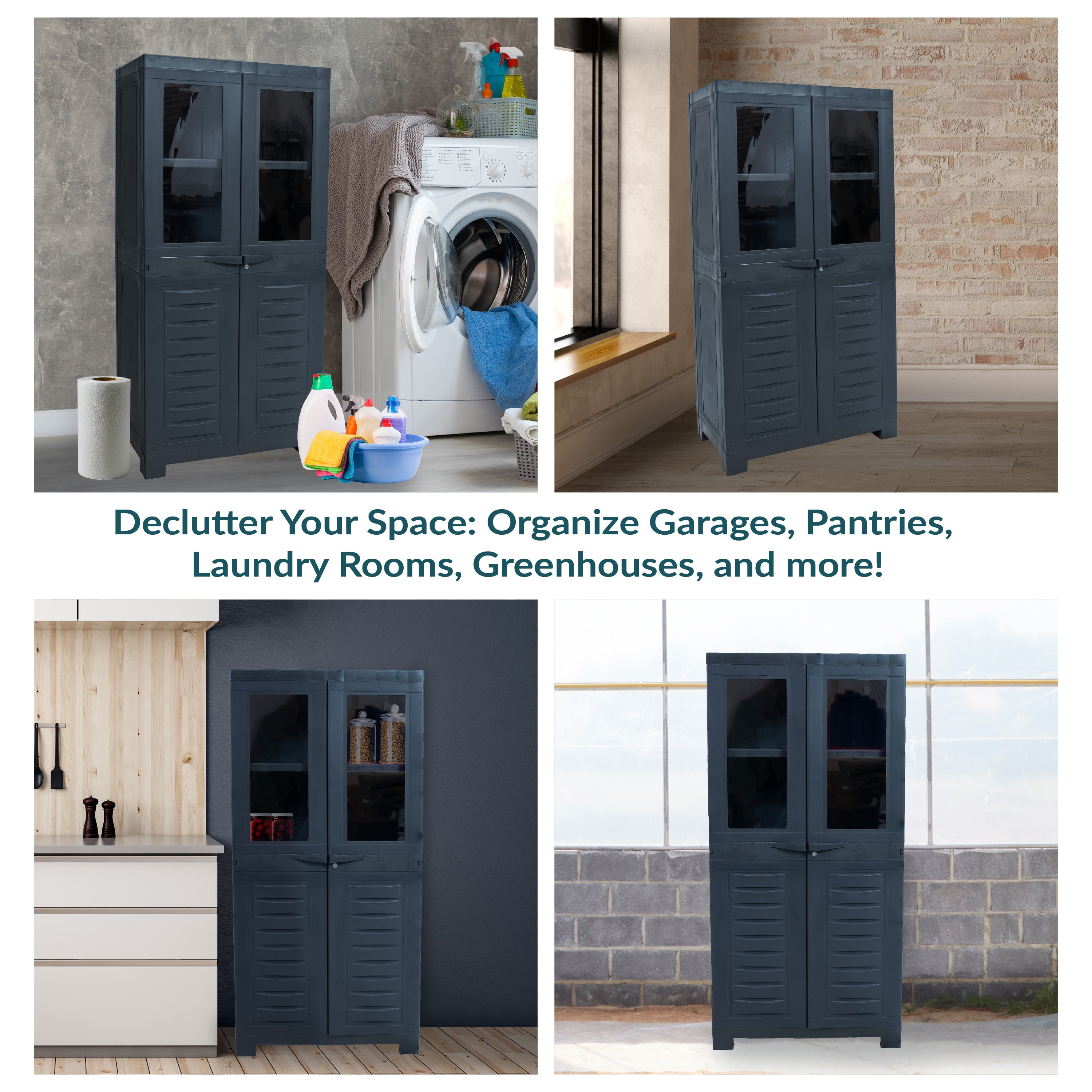 Lockable Plastic Storage Cabinet with 3 Adjustable Shelves - Heavy Duty Outdoor & Indoor Organizer for Garage, Shed, Patio, or Home Organization