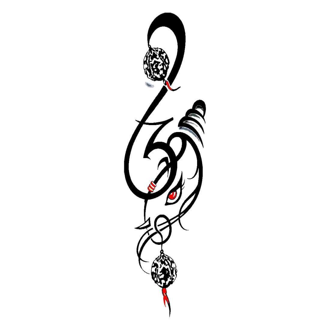 Temporary Tattoo Om With Ganesh - Waterproof Body Art for Men & Women - Spiritual Hindu Design for Festivals, Yoga & Meditation