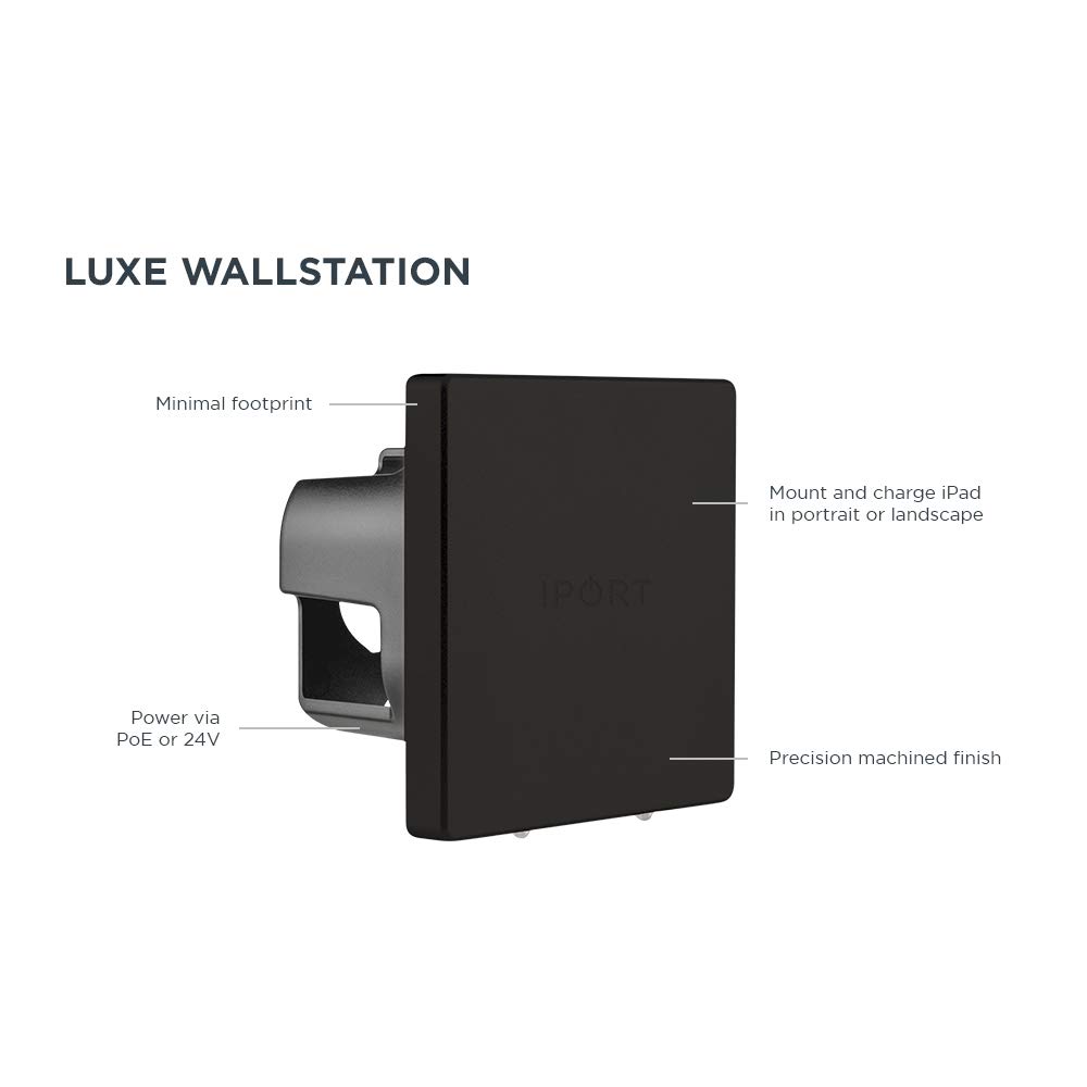iPort LUXE Wall Mount for iPad - Universal Mounting Station Compatible with iPad mini 4/5, iPad 9.7/10.2/10.5 & All LUXE Cases - White Wall Bracket - Perfect for Home, Office & Kitchen iPad Mounting