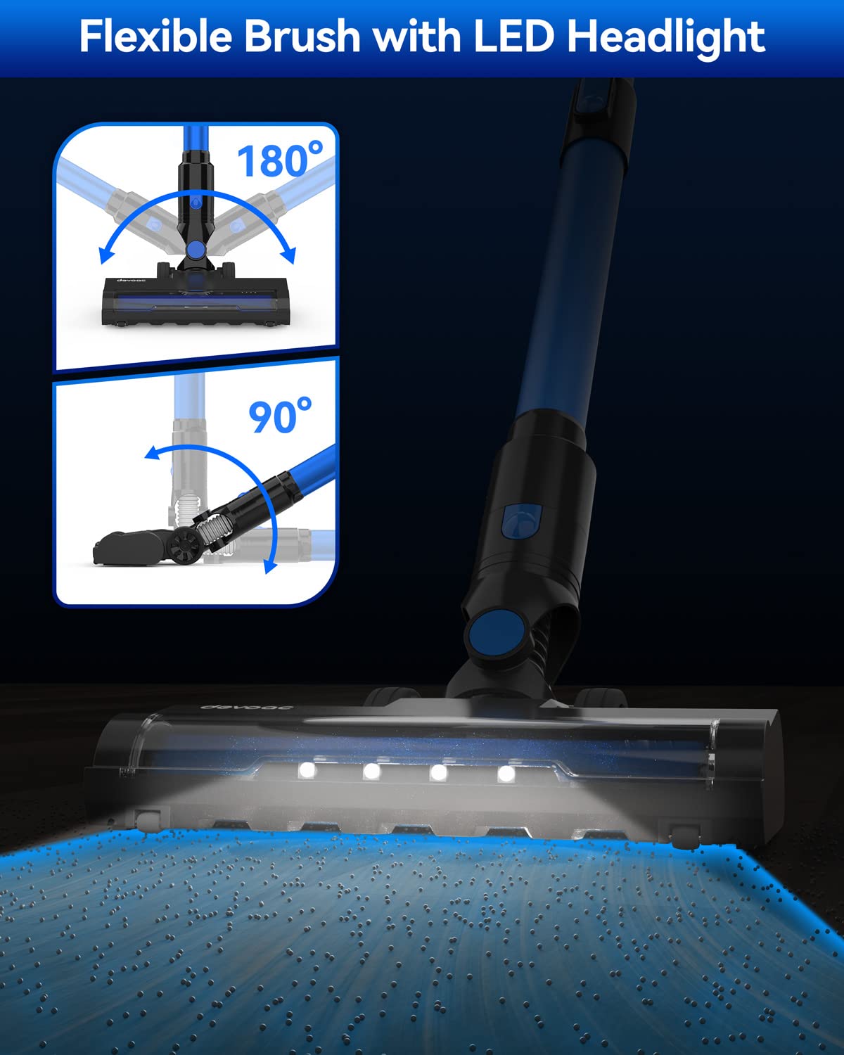 DEVOAC Cordless Vacuum Cleaner - Lightweight 6-in-1 Handheld Stick Vacuum with Powerful Suction, Rechargeable Battery for Carpets, Hard Floors & Pet Hair | Perfect for Home Cleaning, Car Detailing & Pet Owners