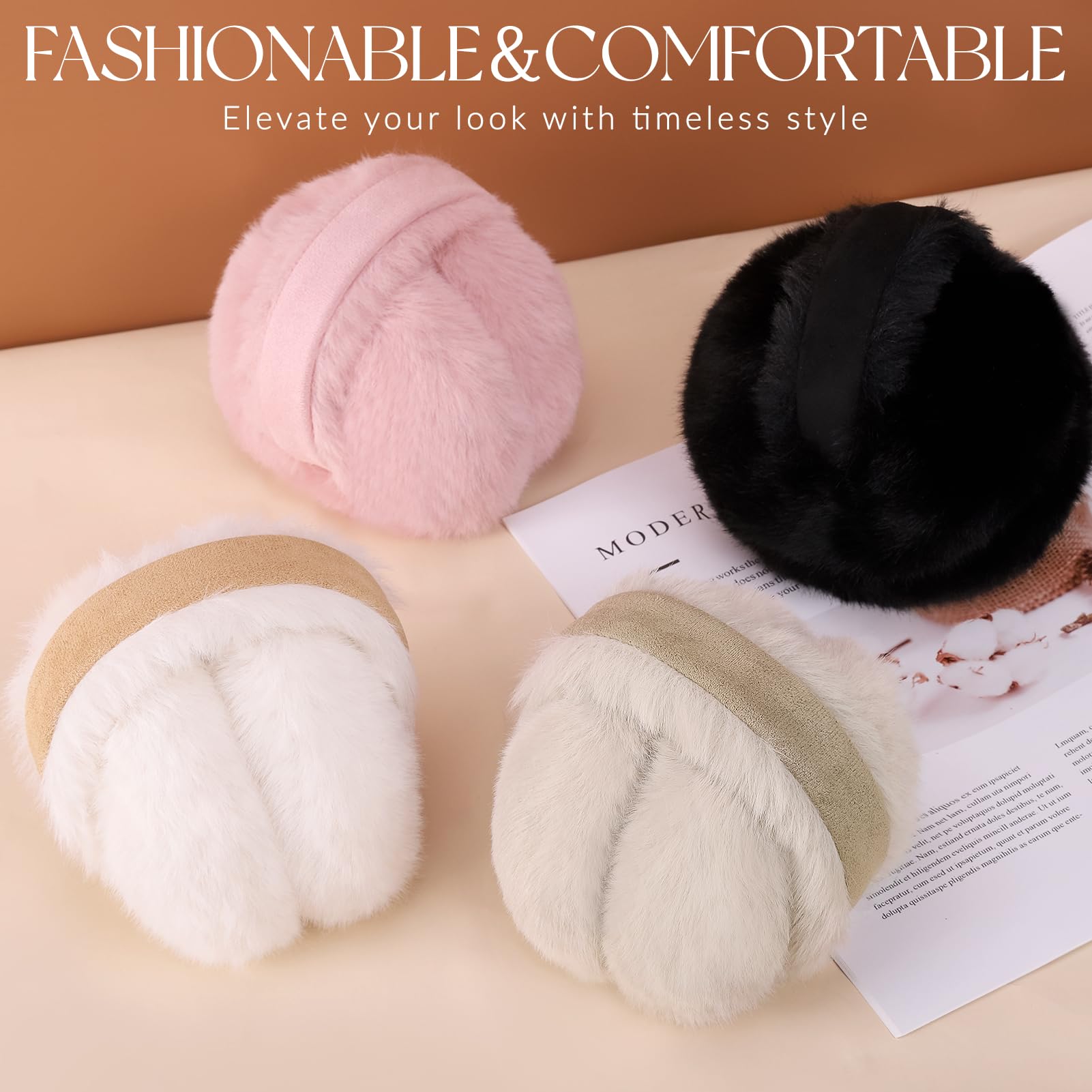 Cozy Winter Ear Muffs for Women - Soft Faux Fur Foldable Earmuffs, Warm Fuzzy Ear Warmers - Perfect for Cold Weather, Outdoor Activities & Fashion Accessories