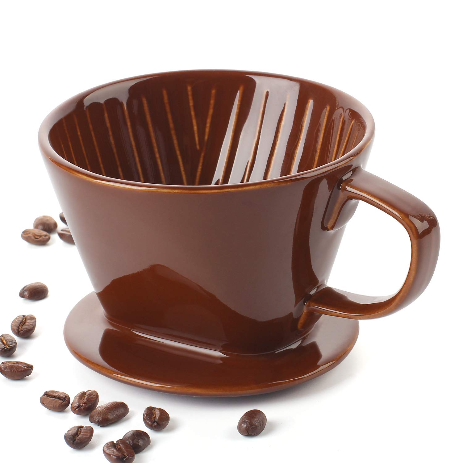 Premium DOWAN Porcelain Pour Over Coffee Dripper - Manual Non-Electric Coffee Maker for Slow Brewing | Perfect for Home, Cafe & Restaurant Use | Easy to Use & Clean | Rich Brown Color | Ideal for Morning Rituals & Coffee Enthusiasts