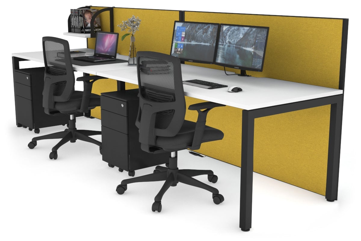 Horizon Quadro 2-Person Office Workstation with Square Legs - 1200L x 800W Dimensions, Cable Management Scallop - Perfect for Collaborative Workspaces & Modern Offices