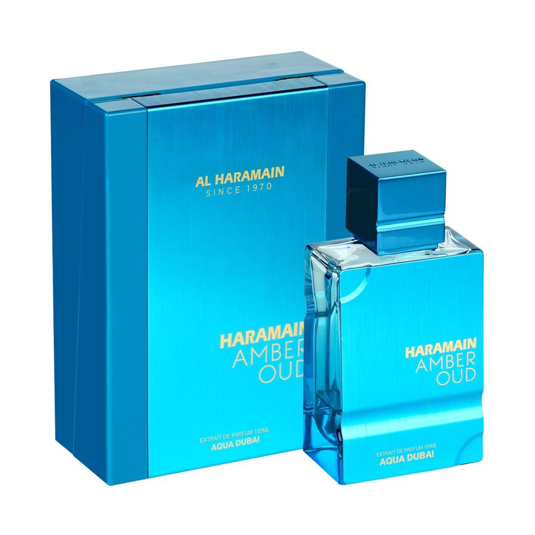 Al Haramain Amber Oud Aqua Dubai Edition - Unisex Arabian Perfume Oil - Fresh Fruity Scent - Extrait De Parfum Spray 3.33 oz - Perfect for Daily Wear, Special Occasions & Gift Giving