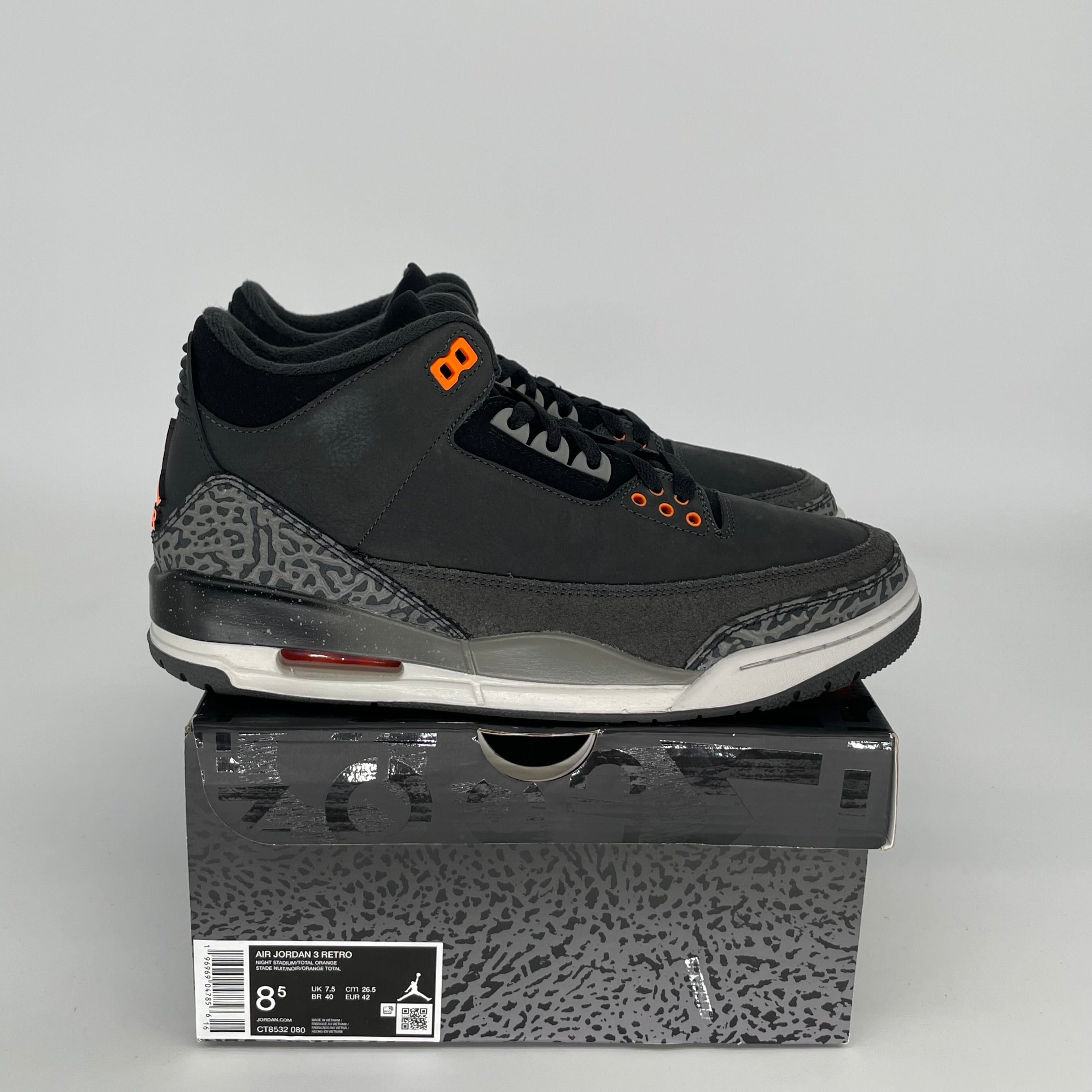 AIR JORDAN 3 FEAR PACK Sneakers - Men's Size 8.5 (CT8532-080) - Retro Basketball Shoes for Streetwear & Casual Style