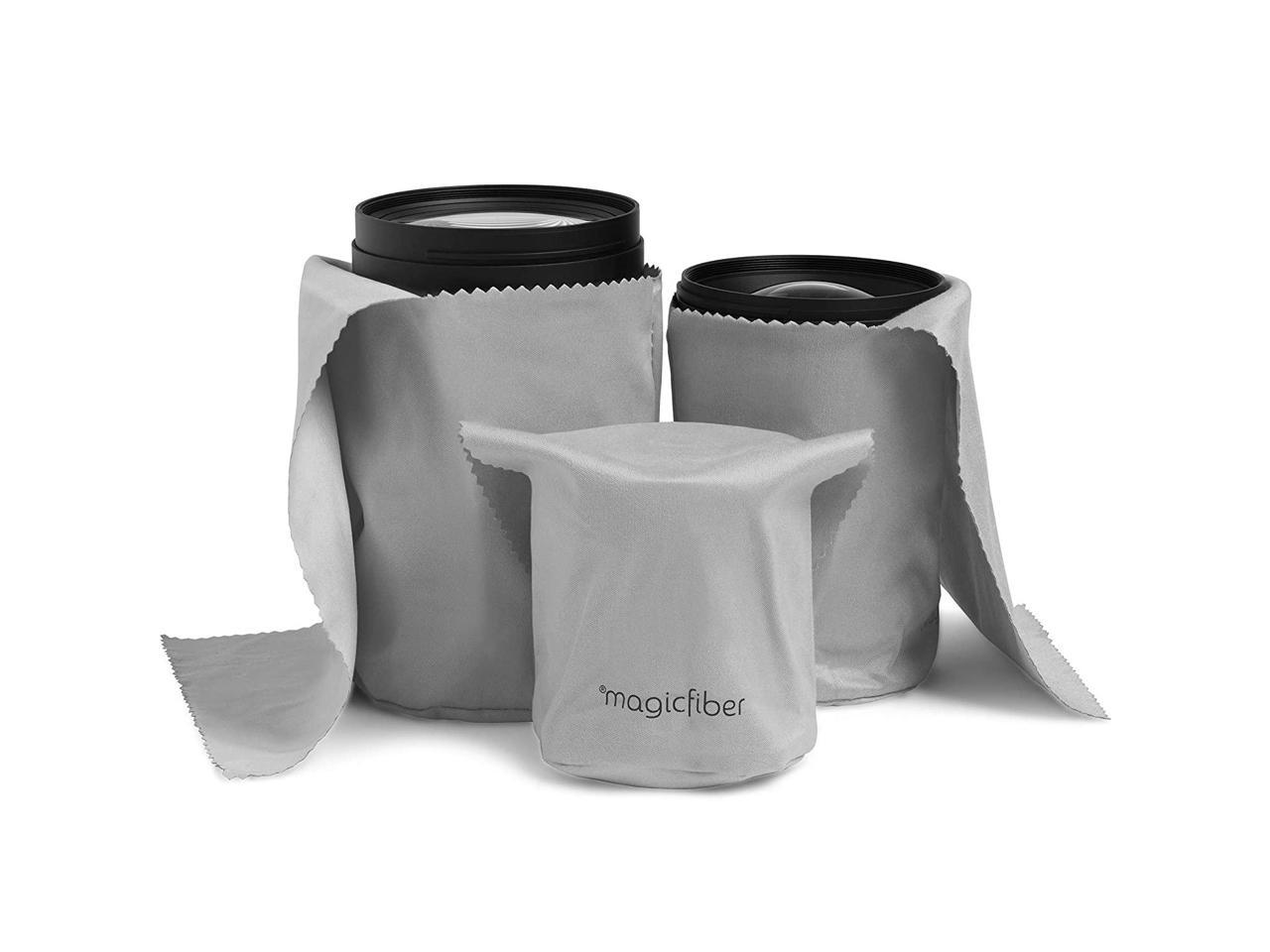 MagicFiber Microfiber Camera Lens Pouches (3 Pack) - Ultra Soft Protective Storage Bags with Built-in Cleaning Cloth for DSLR, Mirrorless & Smartphone Lenses | Perfect for Travel, Photography & Lens Protection