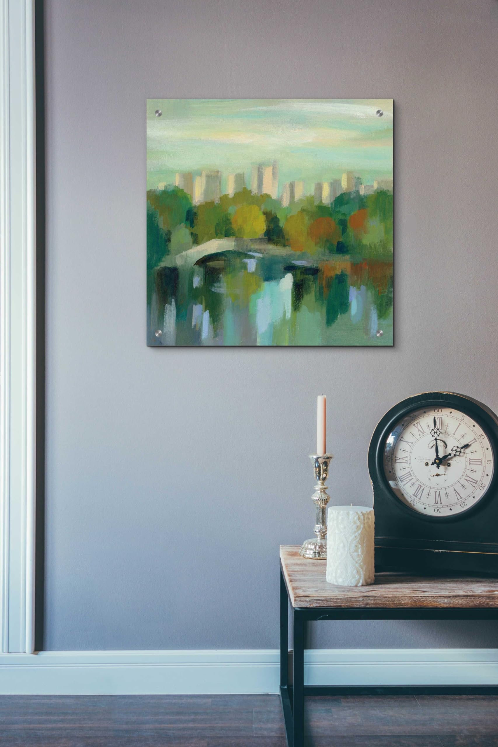 Silvia Vassileva 'Manhattan Sketches III' Acrylic Glass Wall Art - 24x24 Inches Modern Abstract Painting for Living Room, Office & Bedroom Decor
