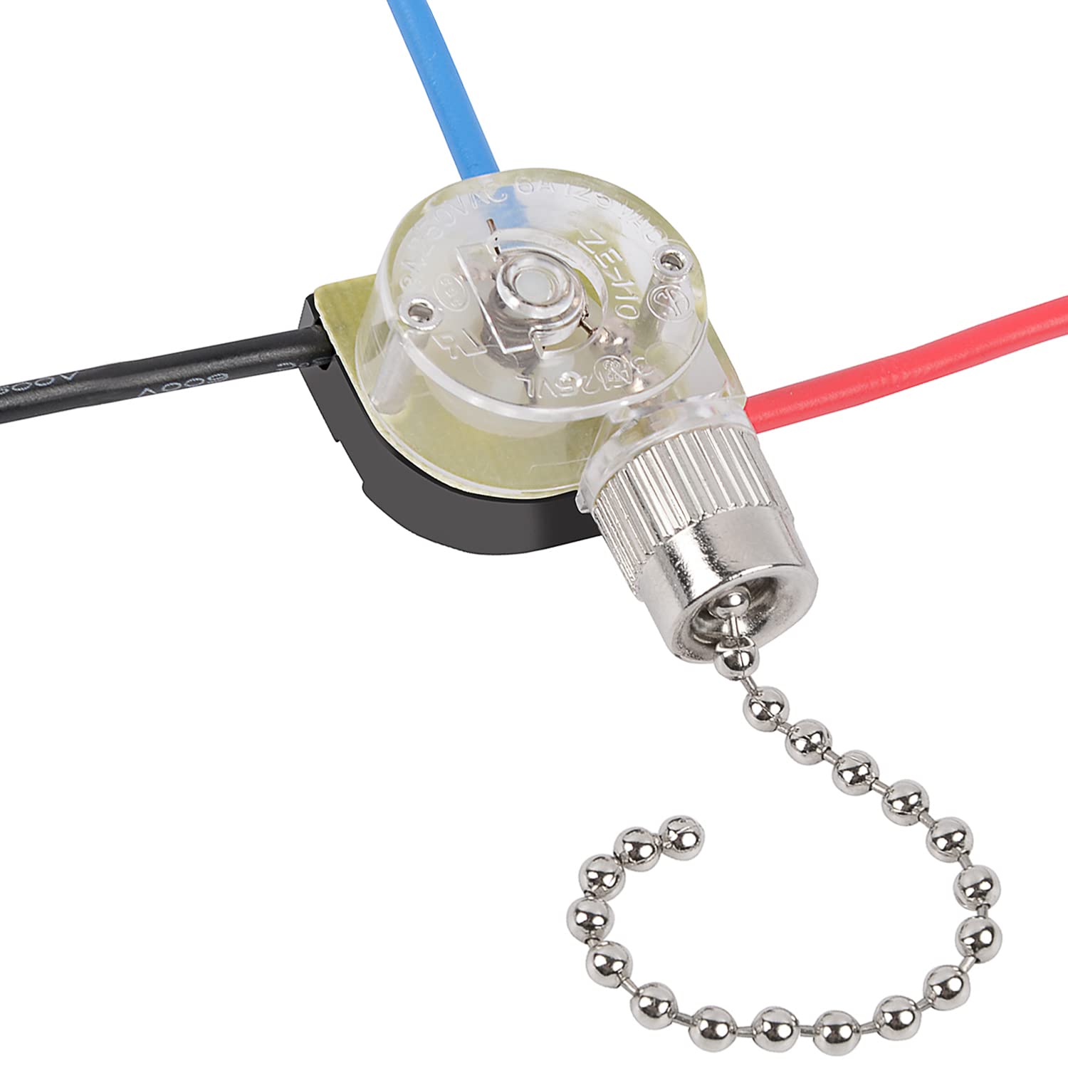 3-Way Ceiling Fan Light Switch Replacement - ZE-110 Nickel Pull Chain Switch Compatible with Hunter & Other Ceiling Fans - Perfect for Bedroom, Living Room & Home Office Lighting Control