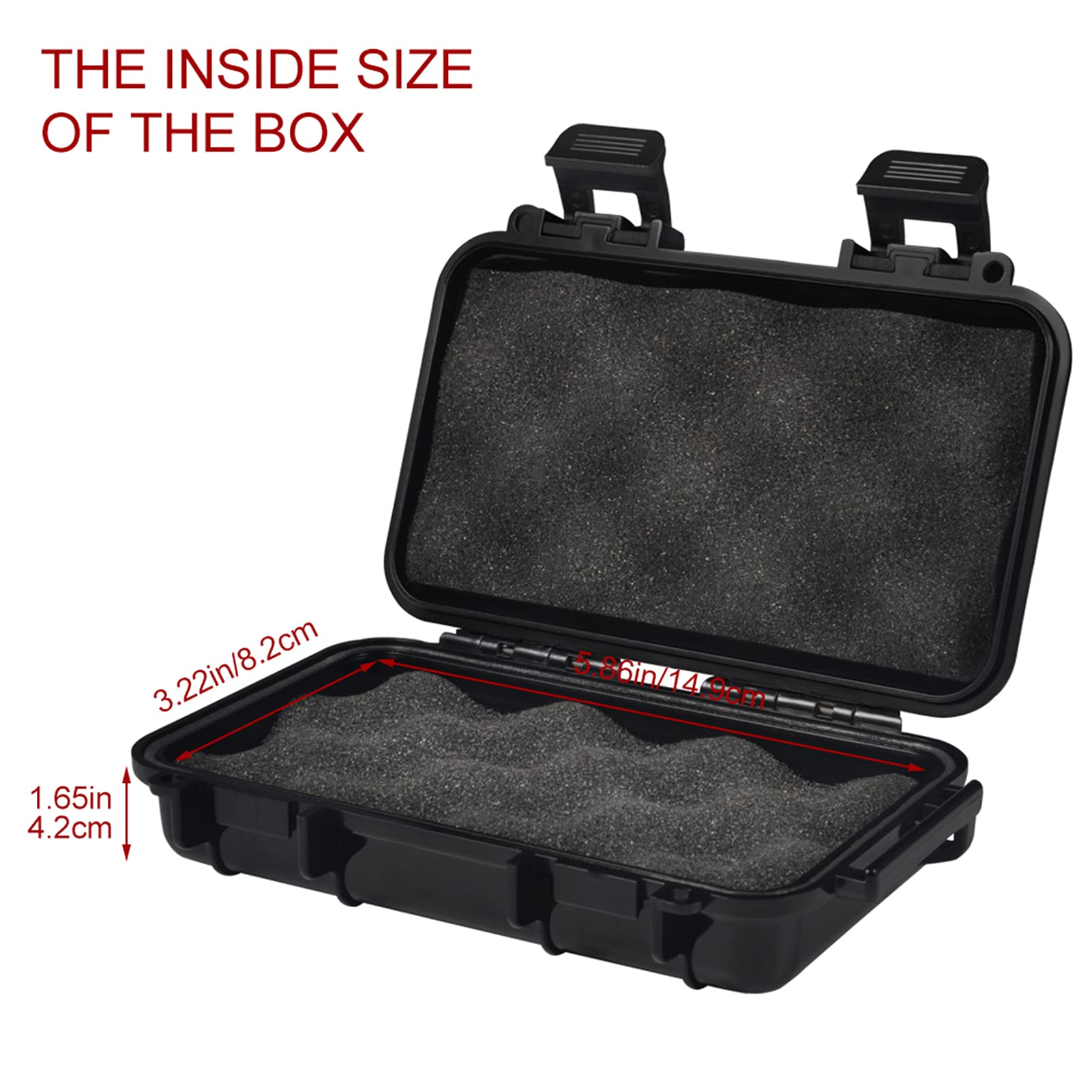 Waterproof Plastic Storage Box with 2 U-Shape Buckles - Shockproof Dry Storage Container for Cameras, Phones, Camping Gear - Compact Black Organizer for Outdoor Activities, Fishing & Hiking Accessories