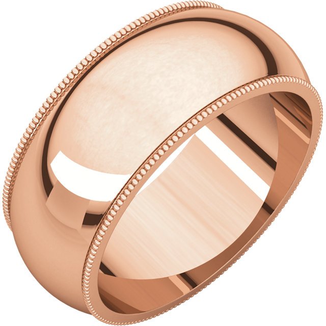 14K Yellow Gold 8mm Milgrain Wedding Band for Women - Elegant Bridal Ring for Engagement, Anniversary & Everyday Wear