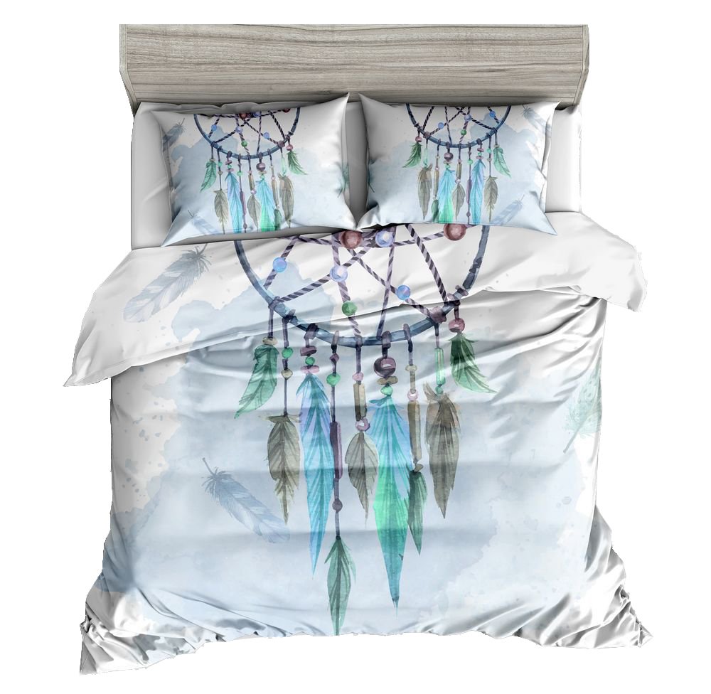 Bohemian Dreamcatcher Duvet Cover Set - Vibrant Watercolor Mandala Design King Size Bedding for Hippie & Boho Bedroom Decor - Perfect for Master Bedroom, Guest Room & Dorm