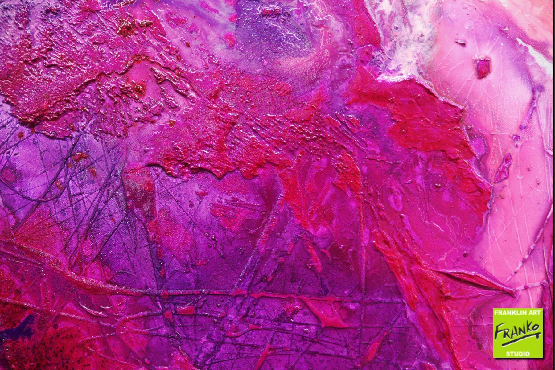 Atomic Colour Bomb 200cm x 80cm Pink Purple White Textured Abstract Canvas Art - Modern Wall Decor for Living Room, Bedroom & Office
