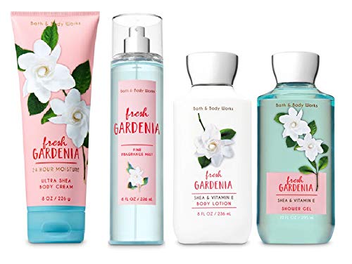Bath and Body Works FRESH GARDENIA Deluxe Gift Set - Body Lotion, Body Cream, Fragrance Mist & Shower Gel (Full Size) - Floral Scented Skincare & Bath Essentials for Women, Perfect Gift for Birthdays, Mother's Day & Self-Care Moments