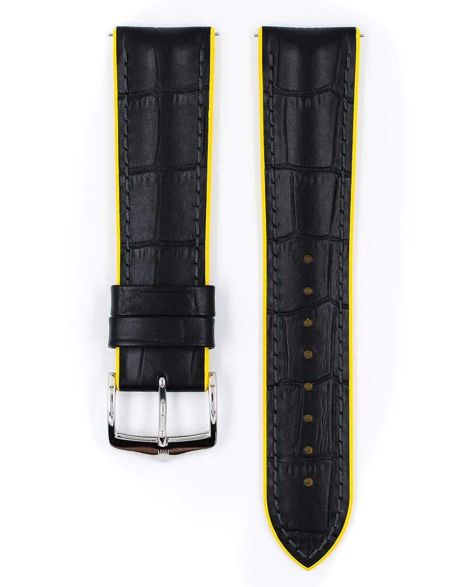 Hirsch Andy Calf Leather Watch Strap - Embossed Rubber Performance - 18mm, 20mm, 22mm, 24mm Sizes - Quick Release Watch Band Replacement - Perfect for Dress Watches, Business & Formal Occasions