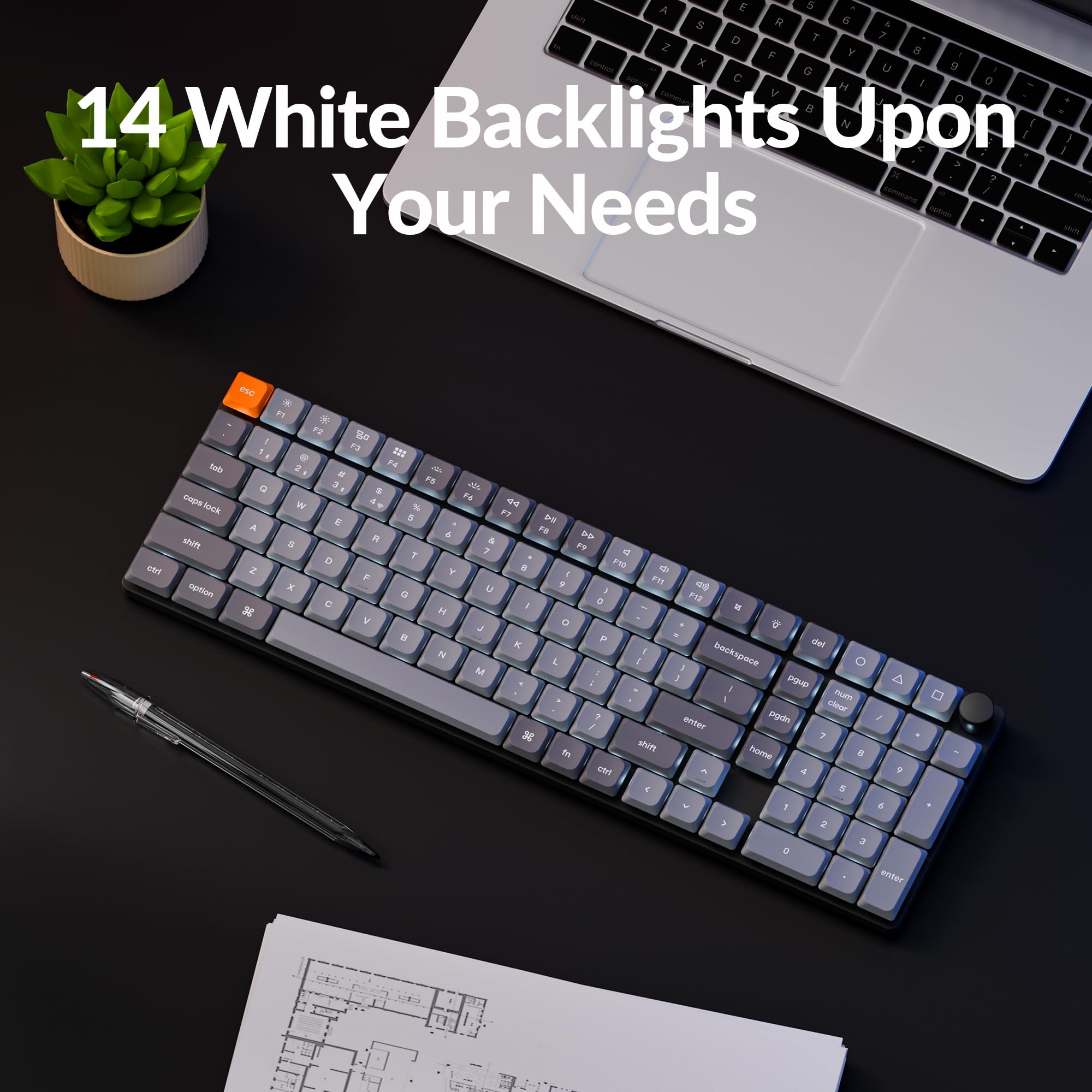 Keychron K17 Max Ultra-Slim Wireless Mechanical Keyboard - QMK/Launcher Programmable, White LED Backlit, Low-Profile Gateron Red Switches, USB Type-C Wired, Compatible with Mac/Windows/Linux - Perfect for Office, Gaming & Programming