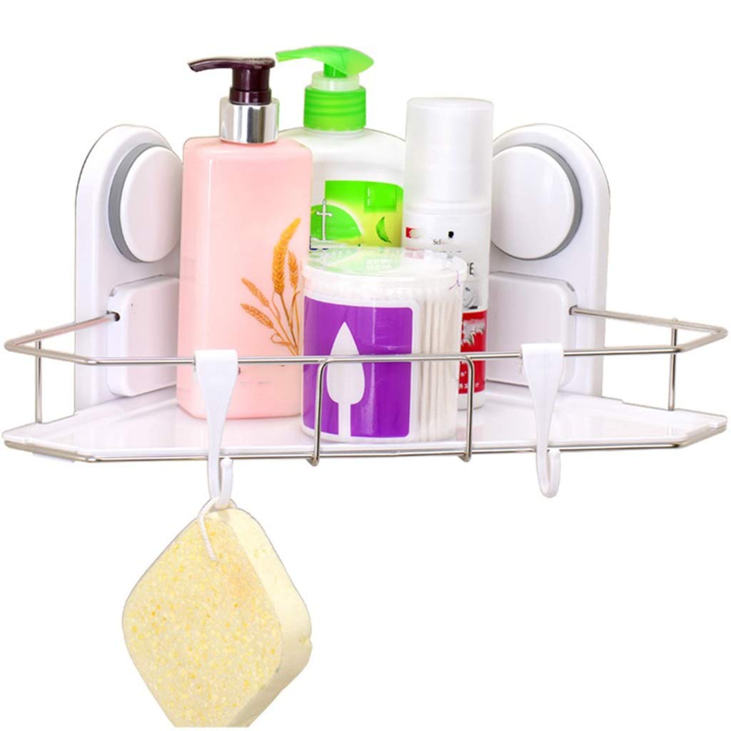 HUOQILIN Suction Cup Bathroom Storage Rack - Wall Mounted Corner Shower Organizer with Strong Adhesive, No Drilling Required - Perfect for Bath, Shower, and Toilet Organization