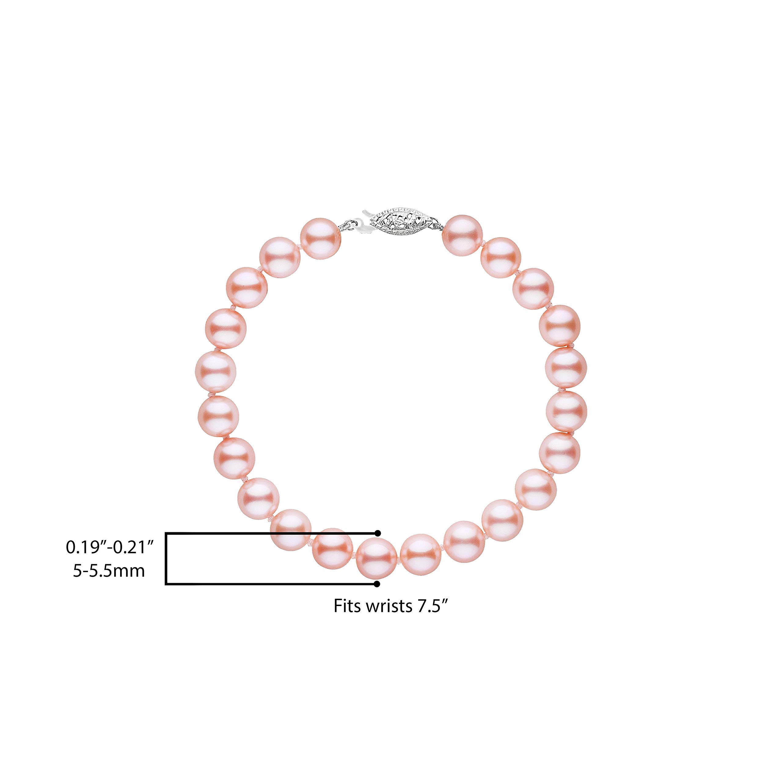 925 Sterling Silver AAAA Pink Freshwater Cultured Pearl Bracelet with Silk Knotting & Fishhook Clasp - Adjustable Size & Length for Women's Elegant Jewelry - Perfect for Weddings, Parties & Special Occasions
