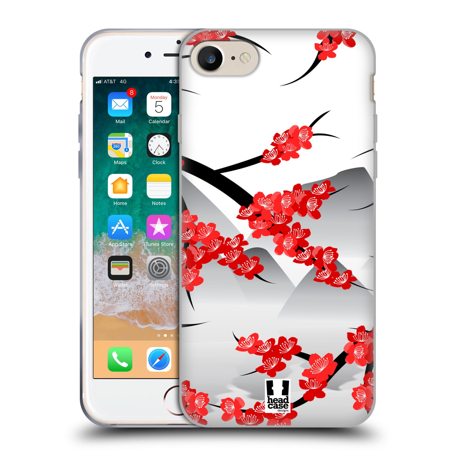 Mountains Dreamy Blossoms Soft Gel Phone Case Compatible with Apple iPhone 7/8/SE 2020 & 2022 - Protective Slim Cover with Floral Design for Everyday Use & Outdoor Adventures