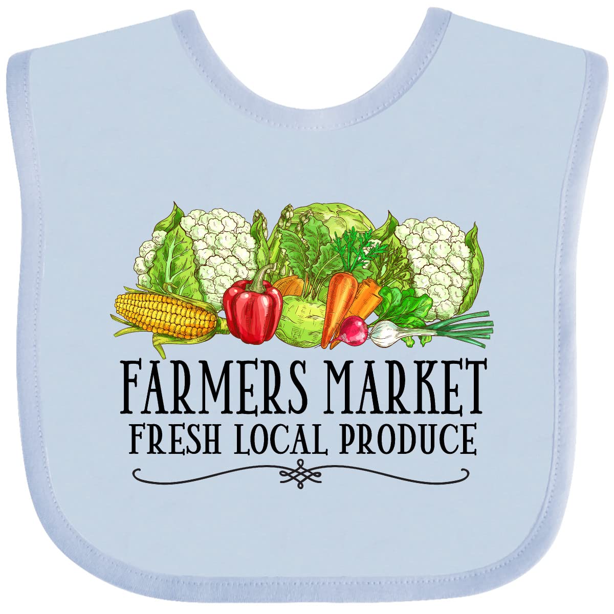 Inktastic Farmers Market Fresh Local Produce Baby Bib - Cute & Durable Organic Cotton Bib for Infants & Toddlers - Perfect for Mealtime, Feeding, and Messy Play