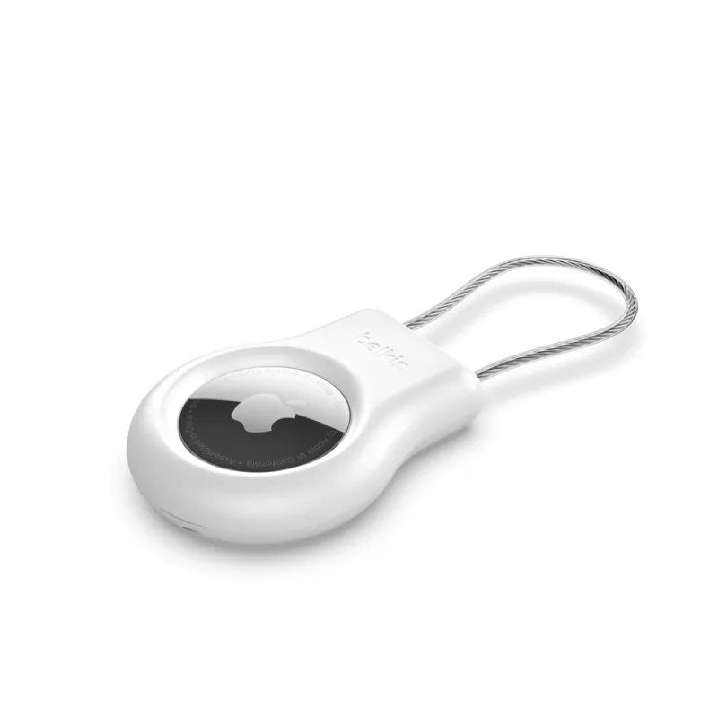 Premium Belkin Security Keychain for Apple AirTag - White | Secure & Stylish Key Holder for Travel, Luggage & Everyday Use
