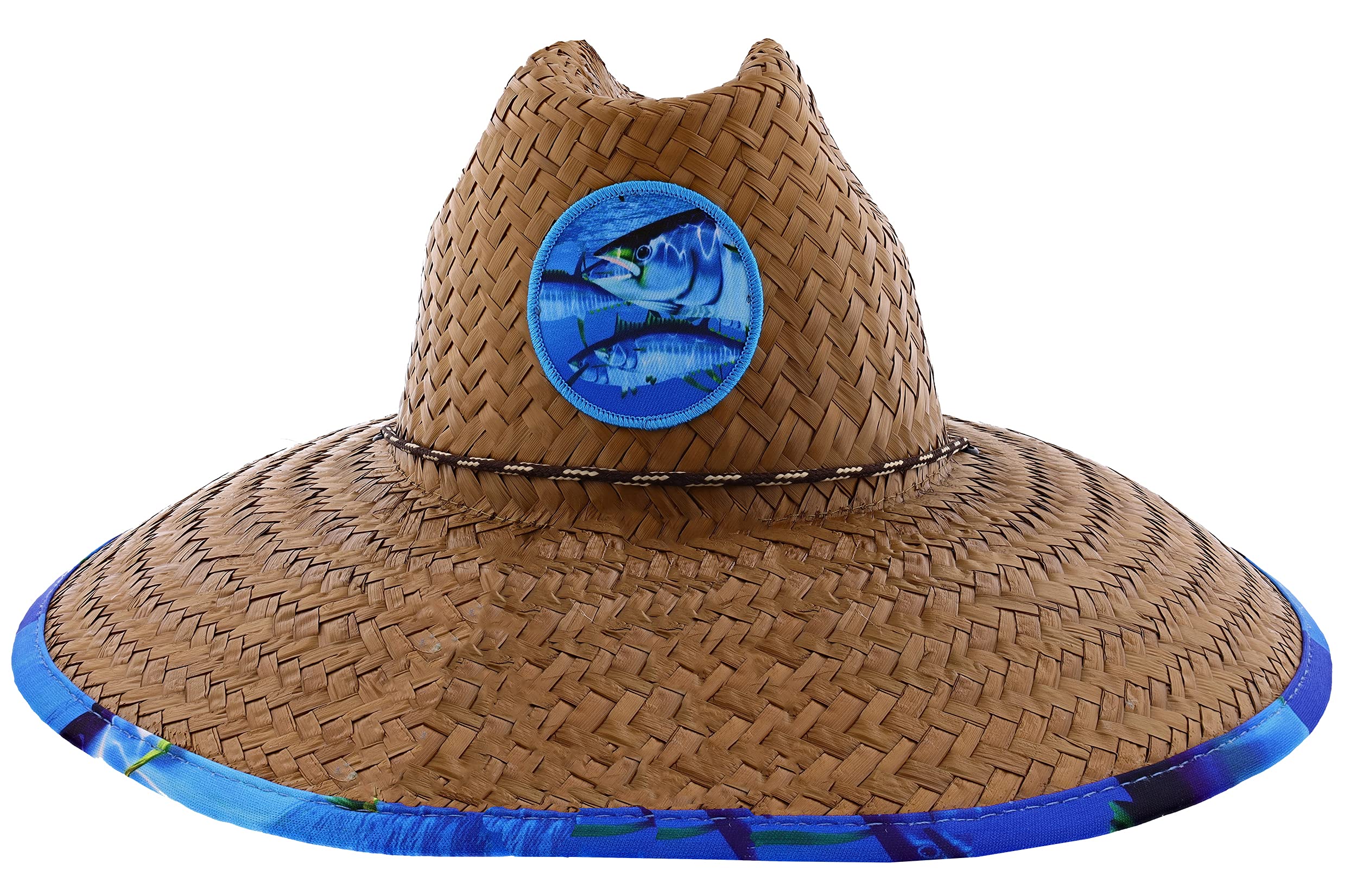 Peter Grimm Tuna Lifeguard Straw Hat - UPF 50+ Sun Protection, Adjustable Chin Strap, Wide Brim Beach Hat for Men & Women - Perfect for Surfing, Fishing, Boating, and Outdoor Summer Activities