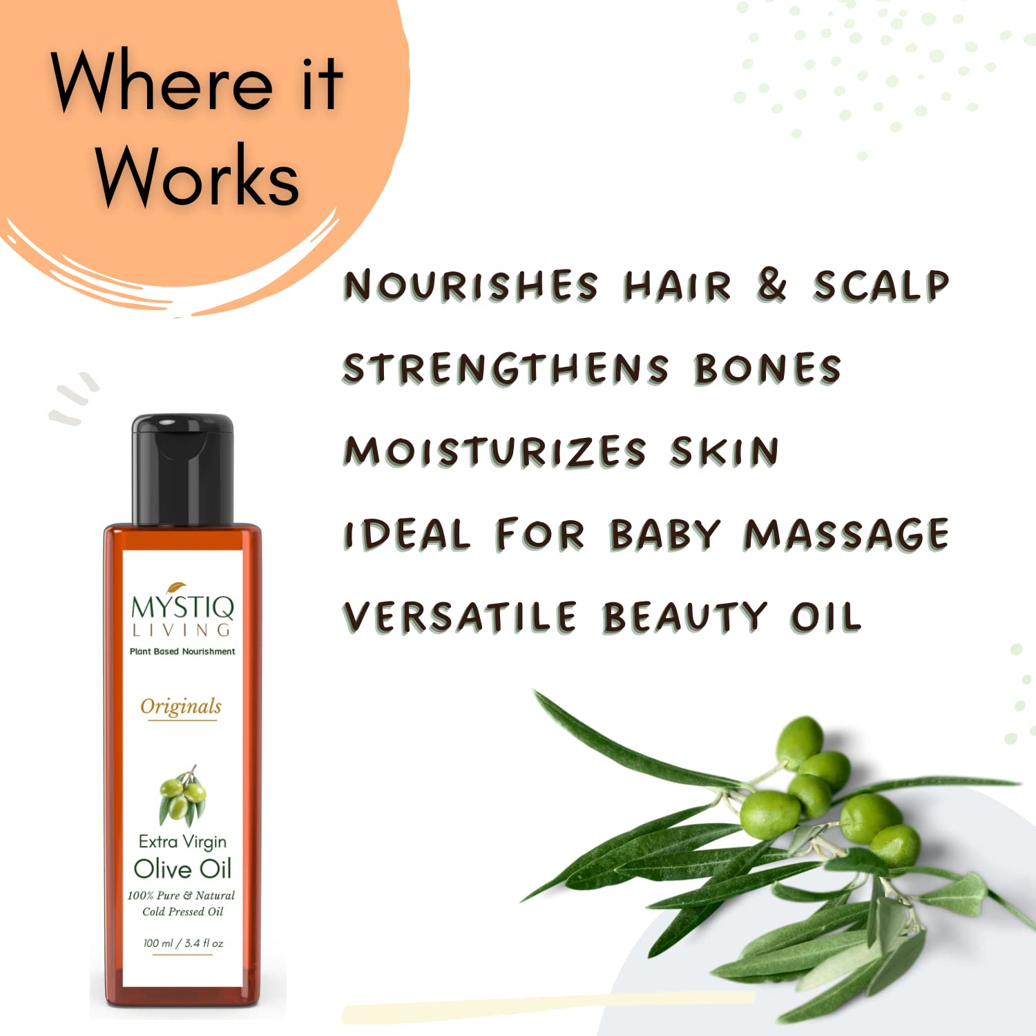 Premium Extra Virgin Olive Oil & Virgin Coconut Oil Combo for Hair, Skin & Baby Massage | 100% Pure, Cold Pressed, Natural & Chemical-Free - 200ml (2 x 100ml) - Ideal for DIY Beauty, Cooking & Aromatherapy