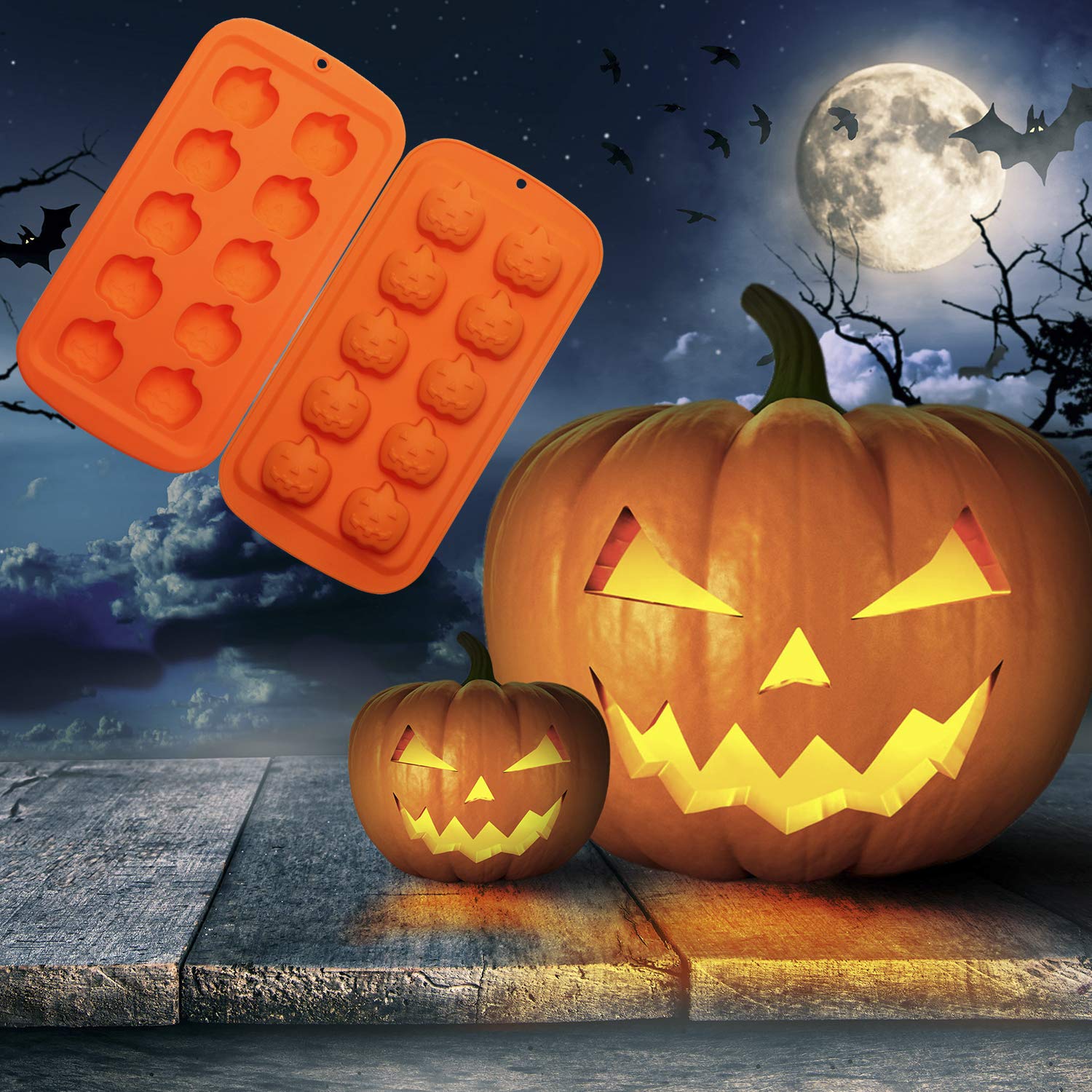 ONLYKXY 1-Piece Orange Pumpkin Silicone Mold for Baking - Halloween Cake, Ice Cream, Chocolate, Jello & Soap Molds - Reusable Silicone Baking Shapes for DIY Desserts, Candles & Party Decorations