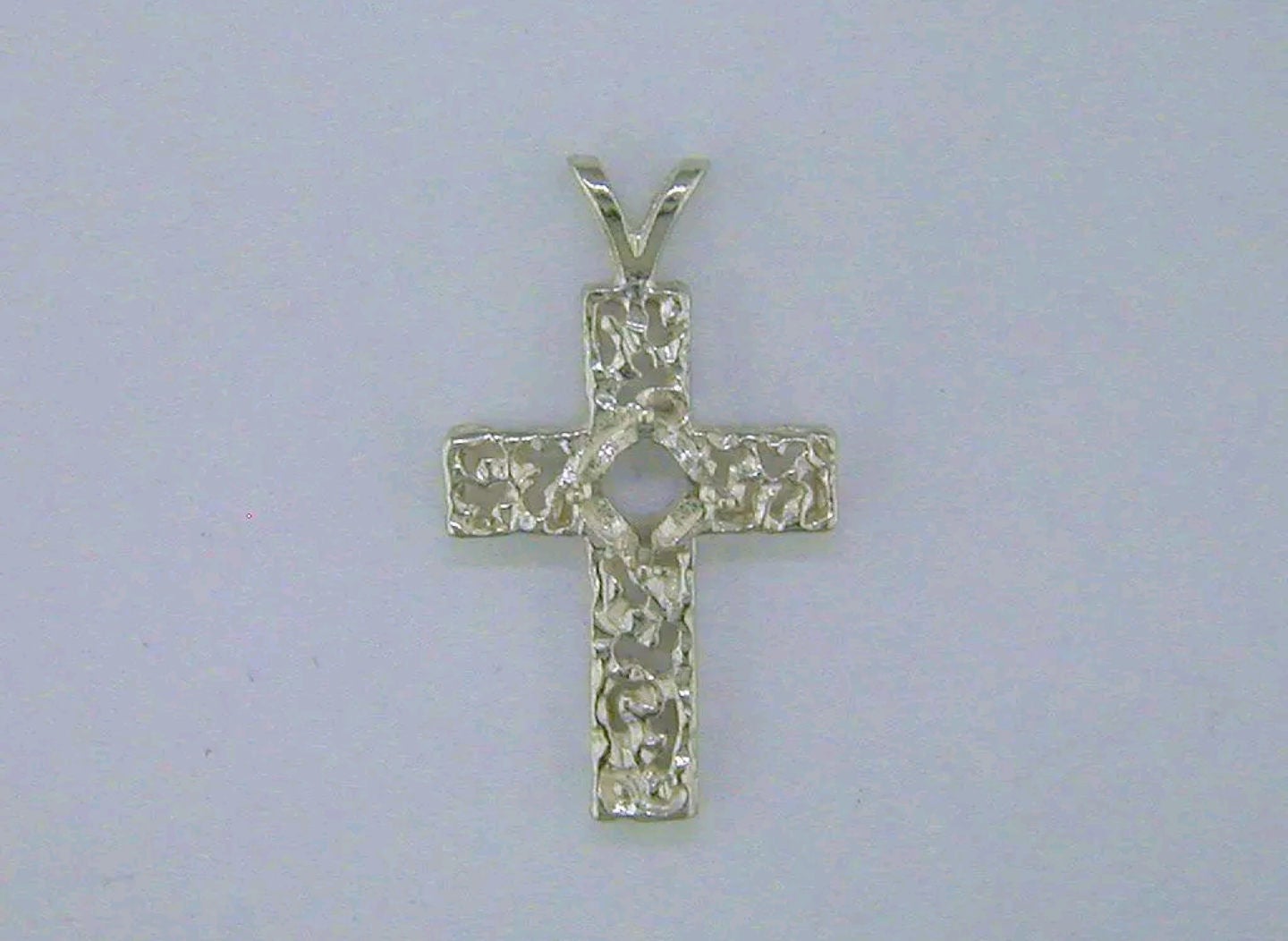 Solid Sterling Silver or 14kt Gold 3-6mm Round Nugget Cross Pendant Setting - Handmade in USA (161739/141739) - Perfect for Necklaces, Gifts & Religious Jewelry