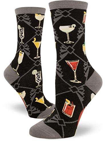 Speakeasy Cocktails Crew Socks in Black
