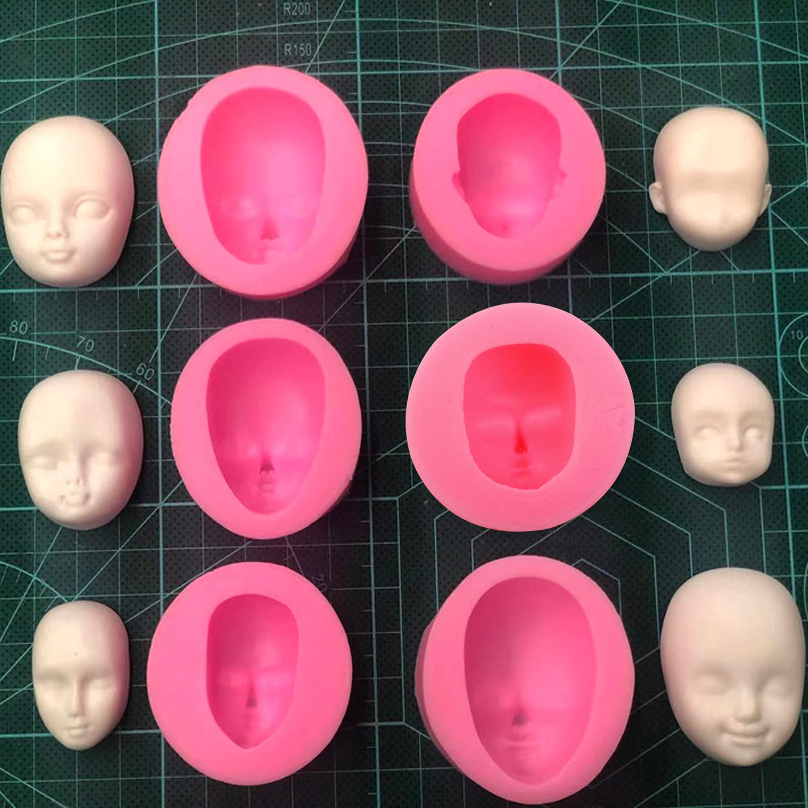 13-Piece 3D Face & Head Silicone Mold Set for Fondant, Chocolate, Gumpaste & Resin Casting - Cake Decorating & DIY Craft Supplies (Perfect for Birthday Cakes, Cupcake Toppers & Resin Art Projects)