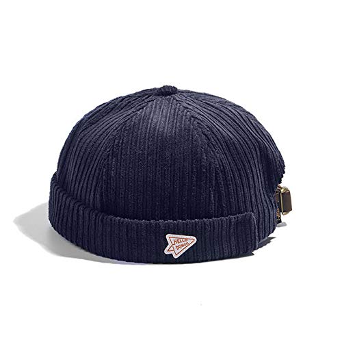 Men's Docker Cap - Retro Adjustable Beanie Sailor Hat for Workers & Outdoor Activities | Rolled Cuff Brimless Design for Winter & Casual Wear