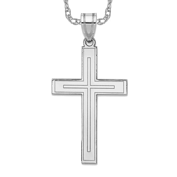 14K Solid White Gold Latin Mexican Holy Cross Pendant Necklace - Religious Jesus Christ Charm Jewelry for Women & Men - Perfect for Baptism, First Communion, and Spiritual Gifts