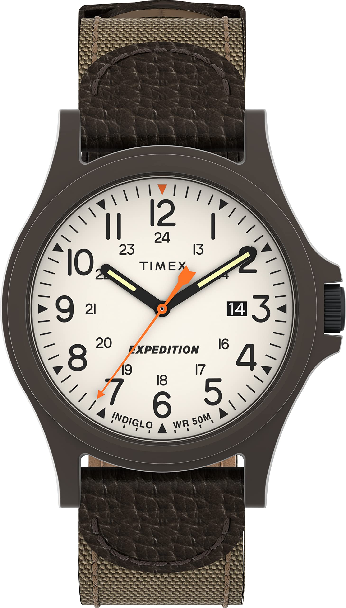 Timex Expedition Acadia Men's 40mm Leather Strap Watch TW4B23700 - Classic Analog Quartz Watch with Date Window, Water Resistant for Outdoor Adventures, Hiking & Casual Wear