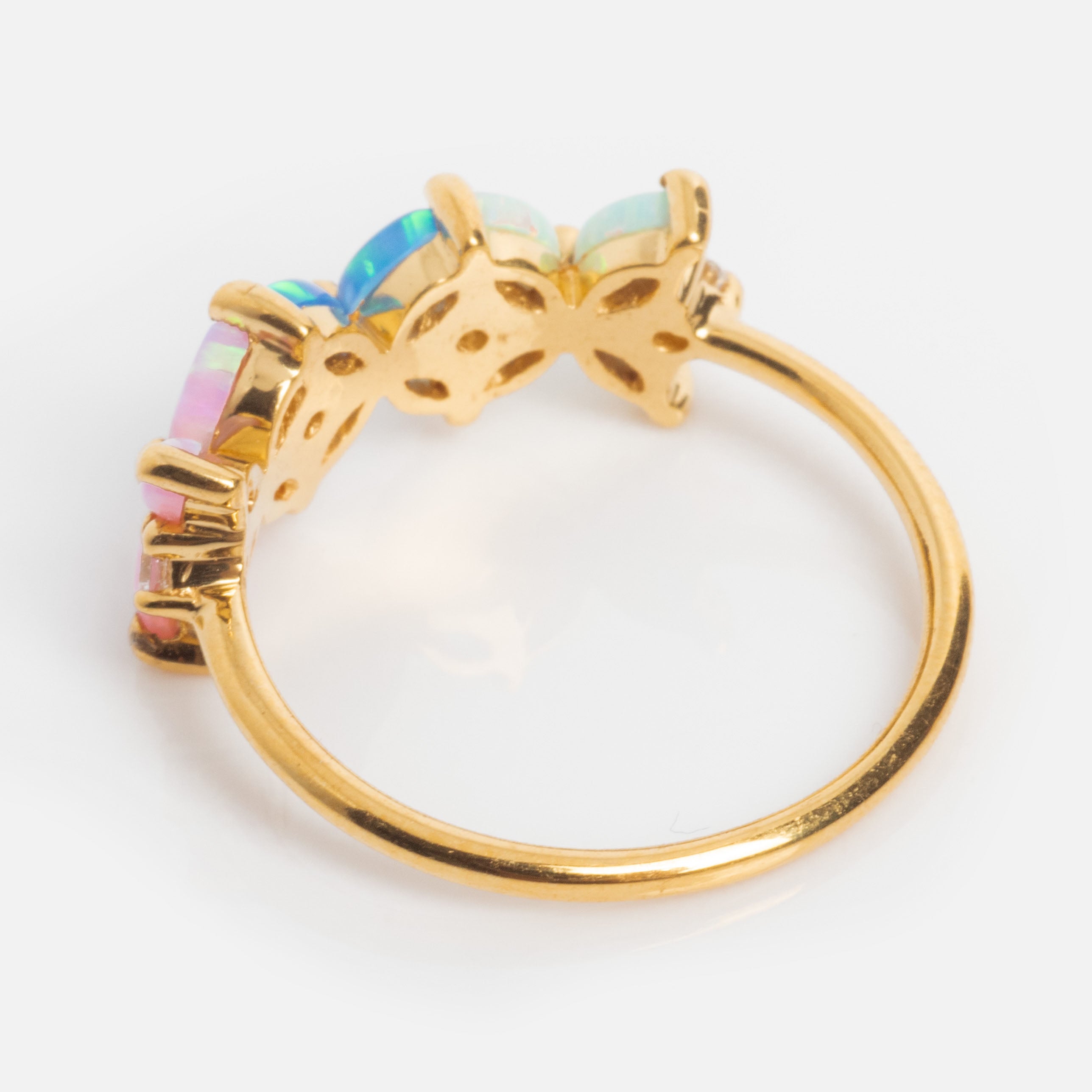 Opal Ombre Fleur Band Ring - Elegant Gradient Stone Flower Ring for Women | Perfect for Weddings, Parties & Special Occasions