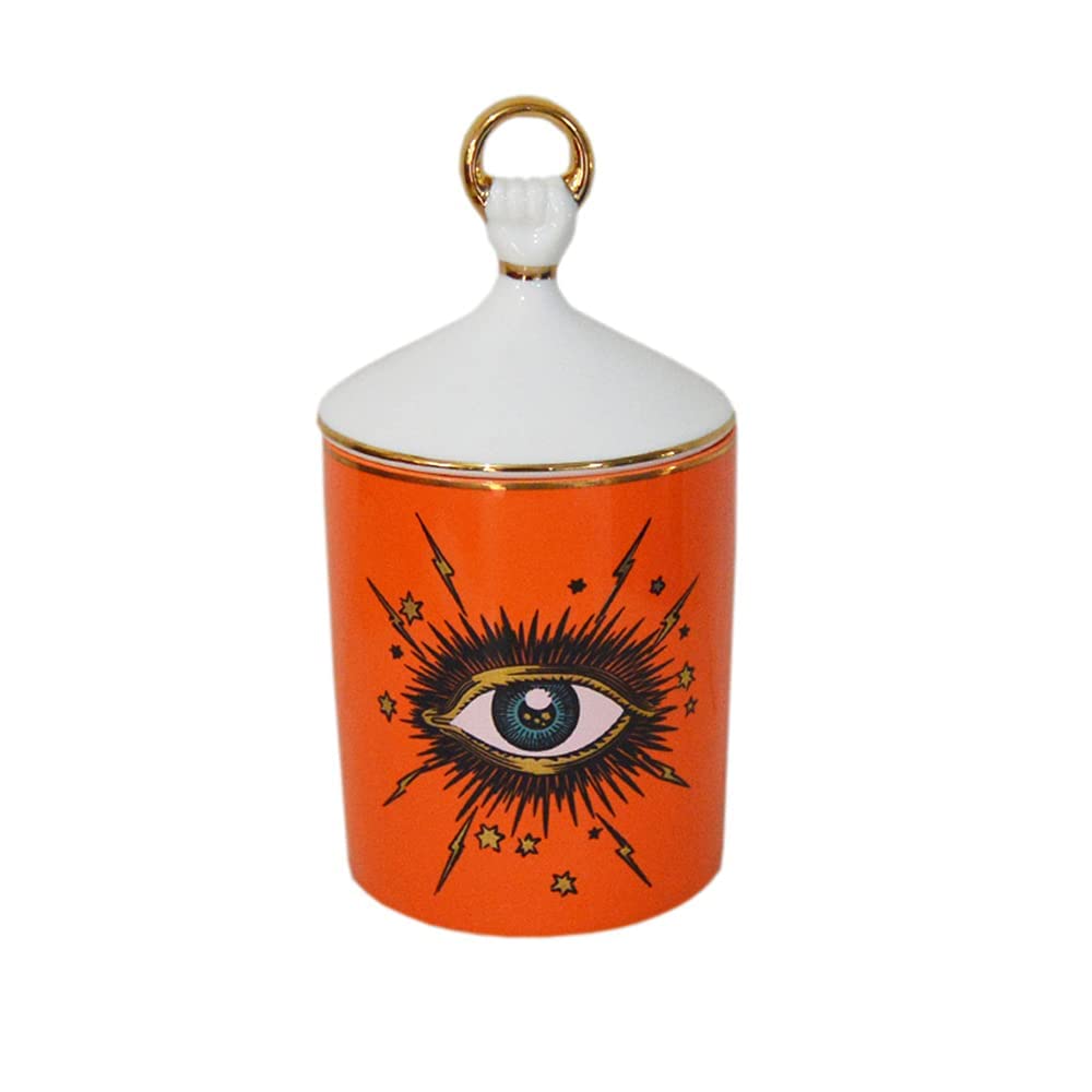 Starry Sky Ceramic Candle Holder - Lightning Eye Design for Aromatherapy Candles, DIY Jewelry Storage & Cotton Swab Organizer - Home & Desk Decor in Orange - Perfect for Relaxation, Meditation & Gift Giving