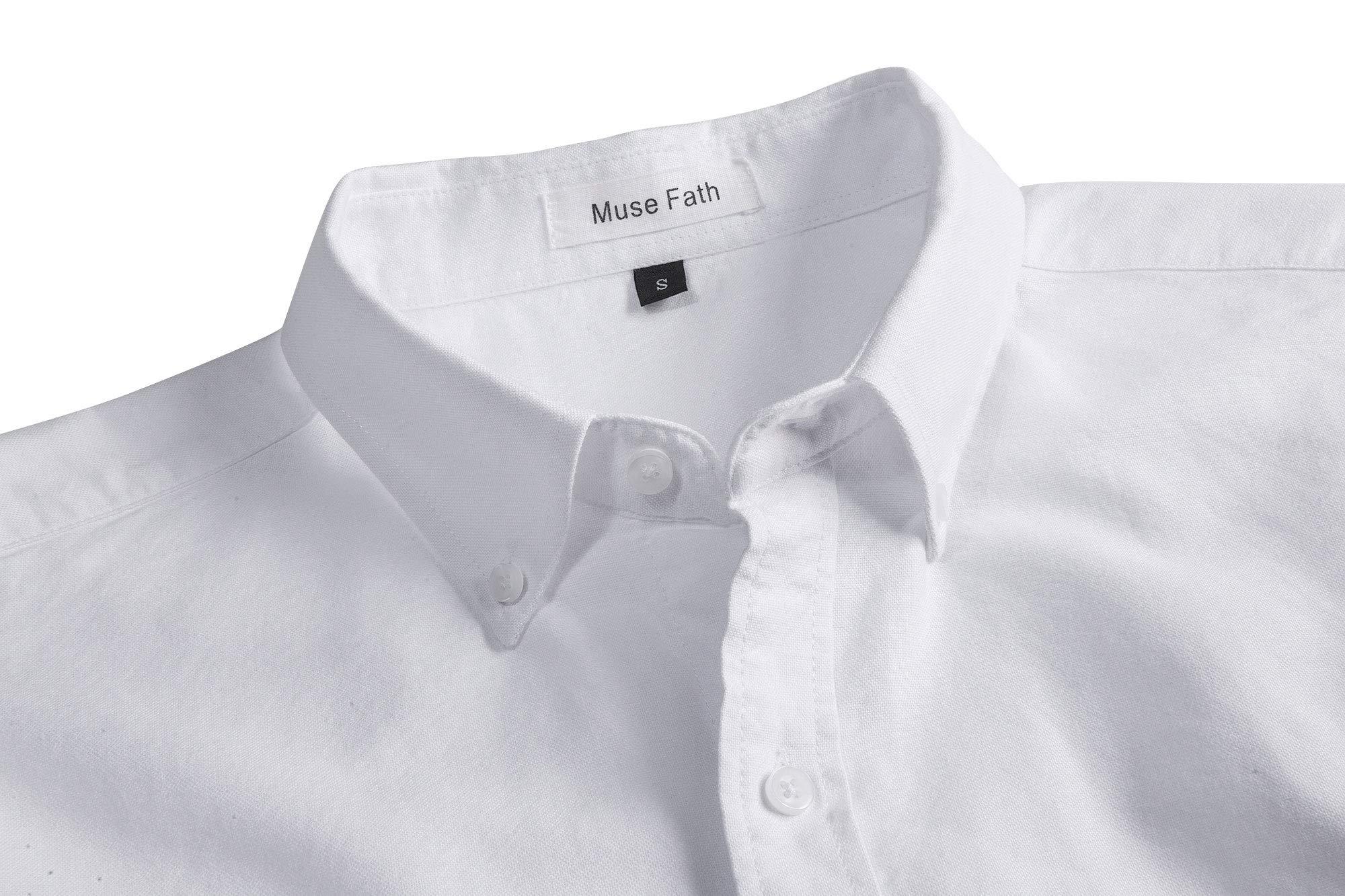 MUSE FATH Men's Oxford Dress Shirt - 100% Cotton Casual Button Down Shirt for Business & Office Wear - Slim Fit Long Sleeve Formal Shirt for Work, Interview & Special Occasions