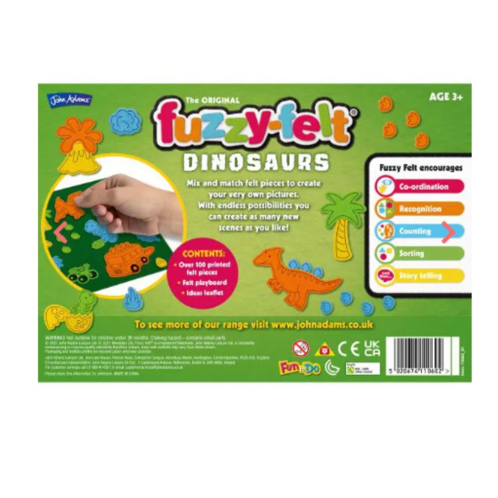 Fuzzy Felt Dinosaurs - Soft Felt Dinosaur Playset for Kids | Creative Educational Toy for Preschool Learning & Storytelling | Perfect for Classroom, Birthday Gifts & Sensory Play