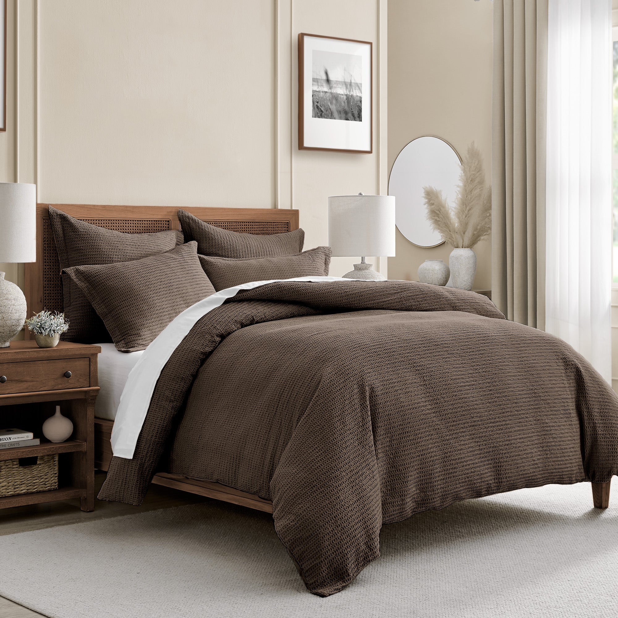 Premium Cloud Waffle Duvet Cover Set - Soft & Breathable Bedding - Queen/King Size - Luxury Textured Bedding for Cozy Sleep & Hotel-Style Comfort