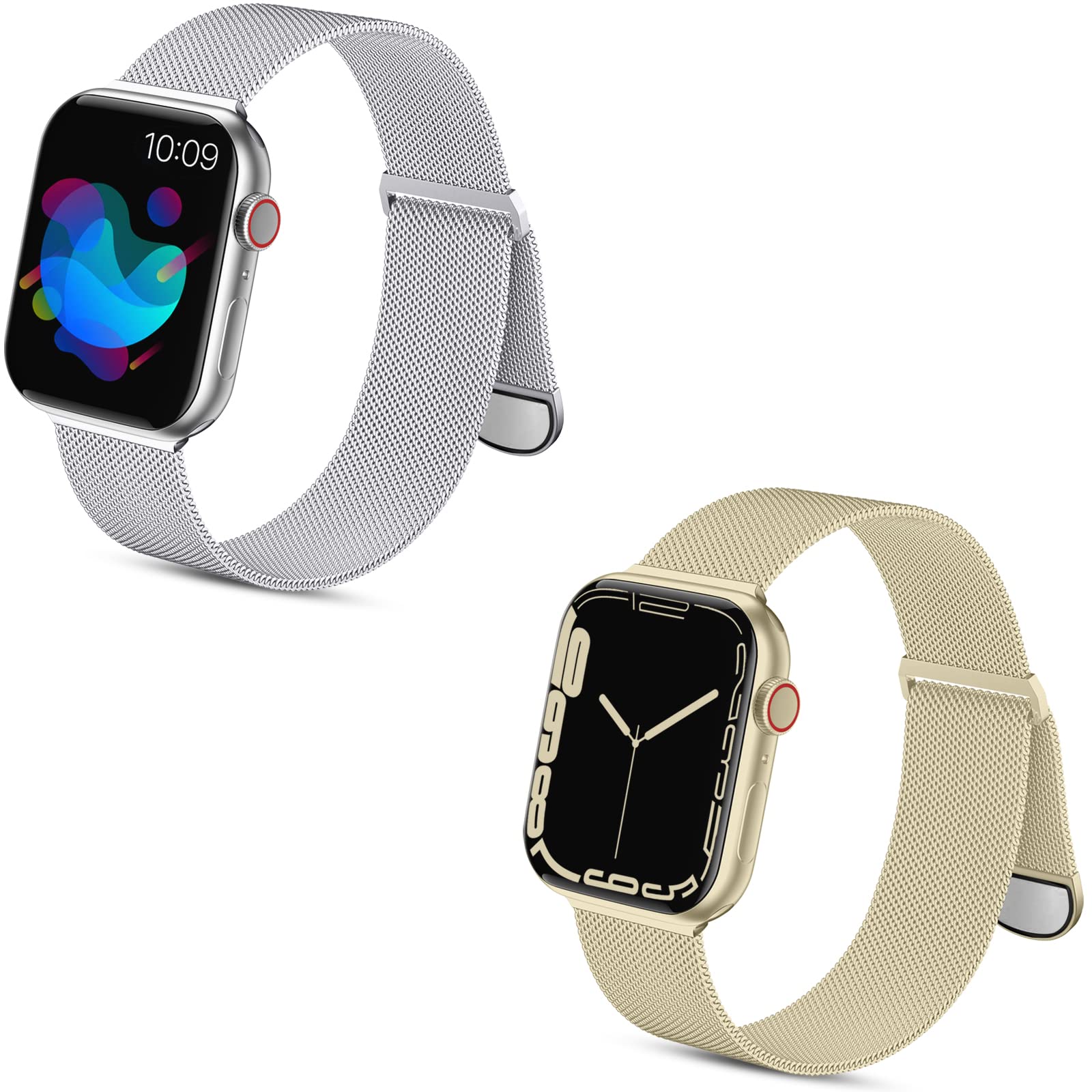 2 Pack Apple Watch Bands Compatible with 38mm 40mm 41mm 42mm 44mm 45mm - Soft Silicone Replacement Strap for iWatch Series SE/7/6/5/4/3/2/1 - Perfect for Workout, Running & Daily Wear (Men & Women)