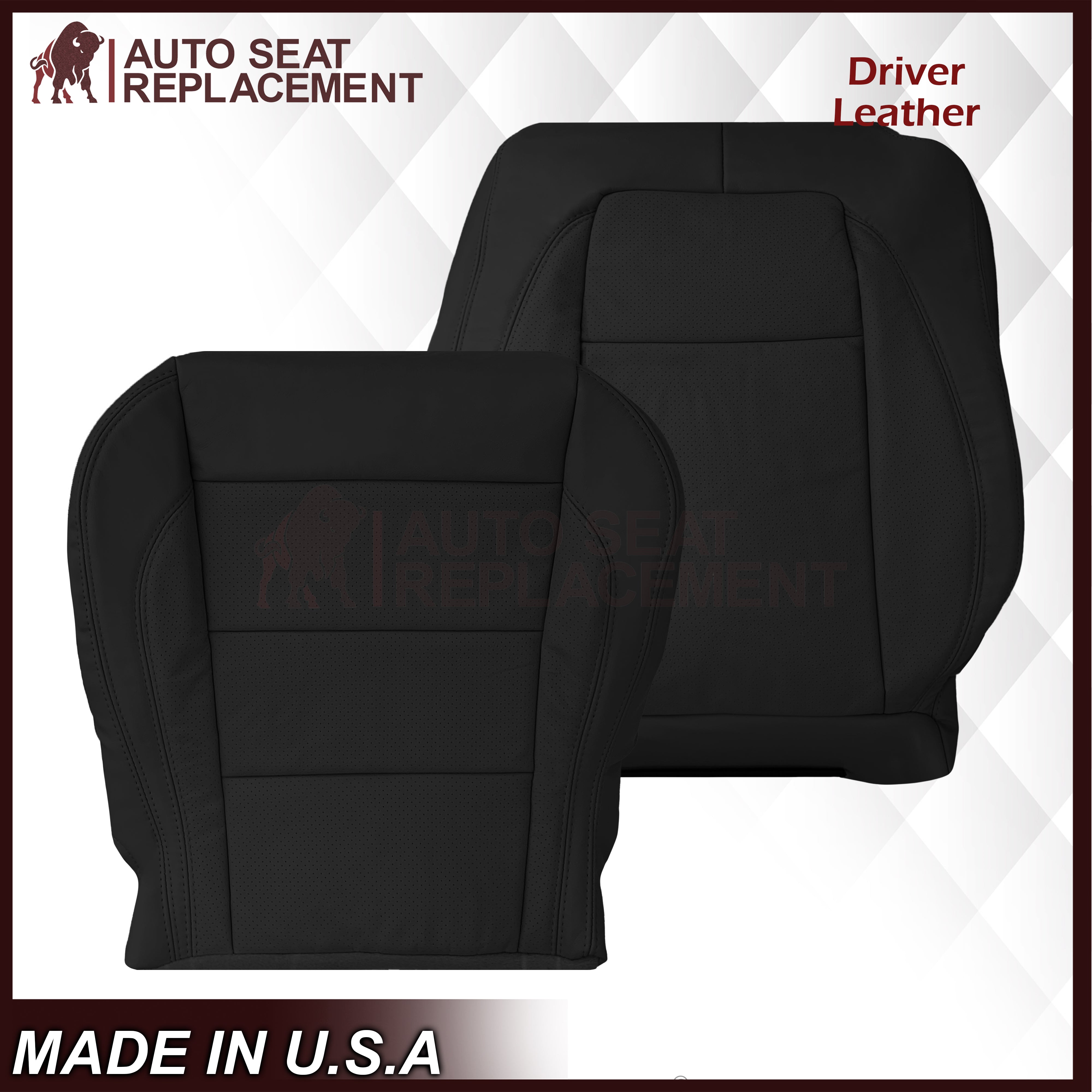 2007-2010 Jaguar XK XKR Genuine Leather & Synthetic Leather Seat Covers - Black - Perfect for Luxury Car Interior Protection & Style Upgrade