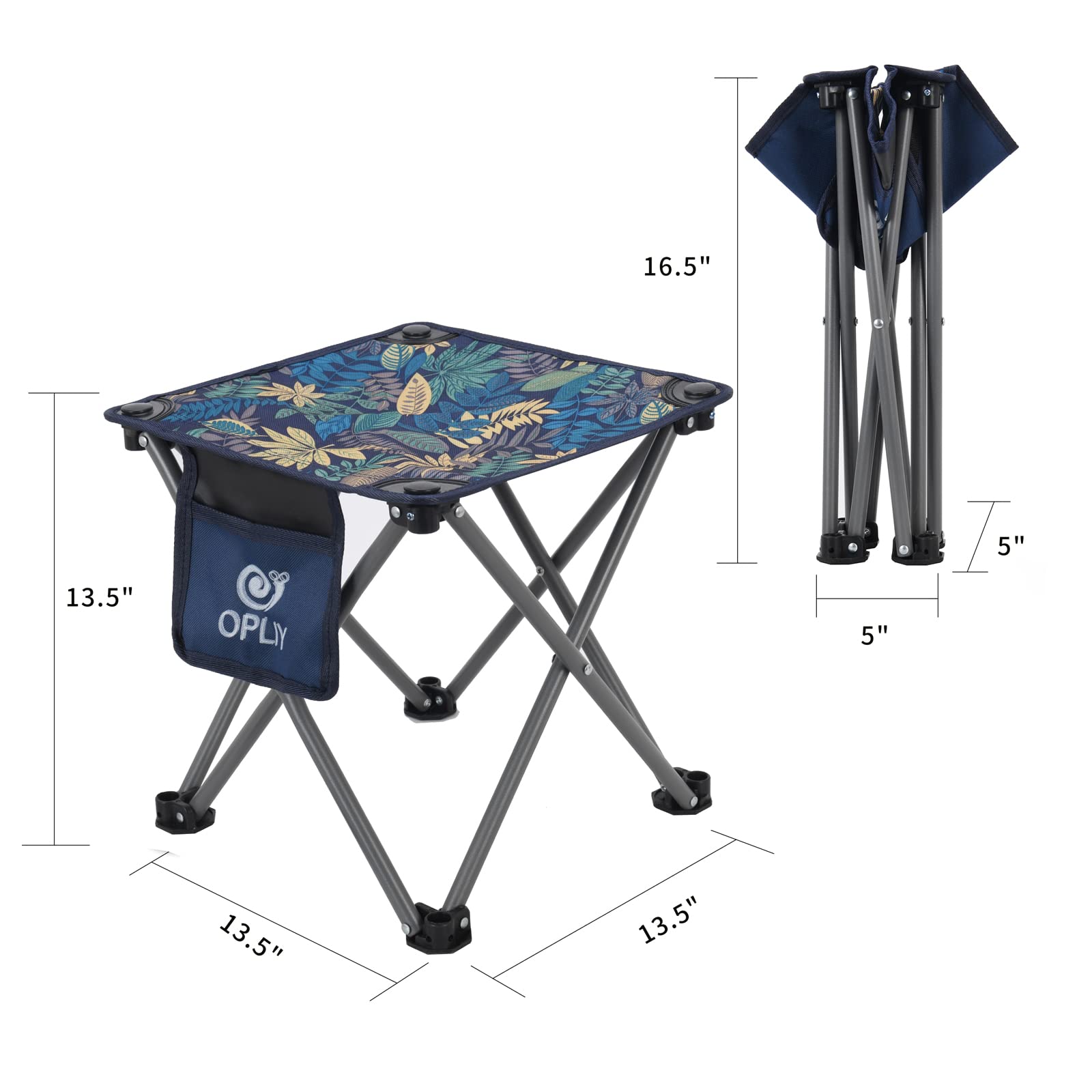 Opliy Folding Camping Stool - 13.5 Inch Portable Lightweight Chair for Outdoor Adventures, Camping, Fishing, Hiking, Gardening & Beach - Compact Travel Seat with Carry Bag - Perfect for Picnics, Backpacking & Tailgating