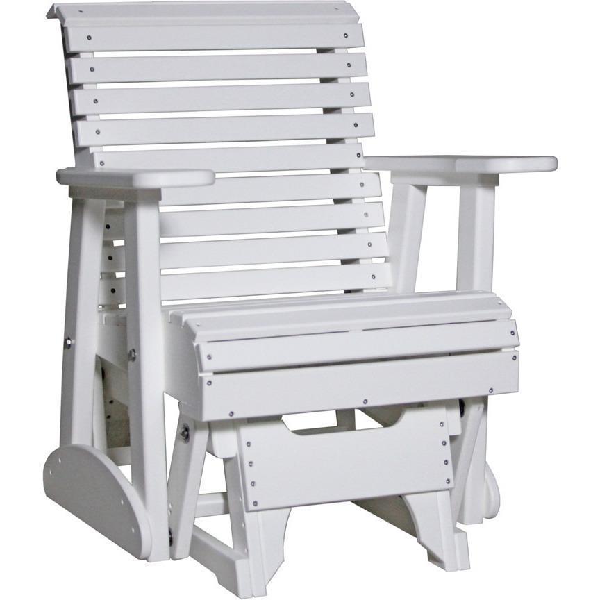 LuxCraft 2 Foot Rollback Recycled Plastic Glider Chair with Cup Holder - Outdoor Patio, Garden, Deck, and Porch Relaxation Furniture for Comfortable Lounging