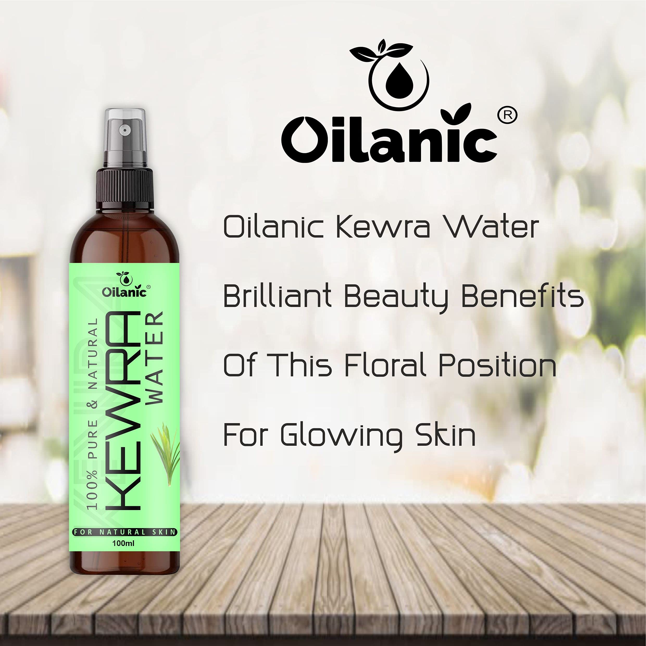 Oilanic Premium Kewra Water & Glycerine Combo Pack - 2 Bottles (100ml Each, Total 200ml) for Men & Women | Natural Hair & Skin Care | Perfect for Aromatherapy & DIY Beauty Treatments