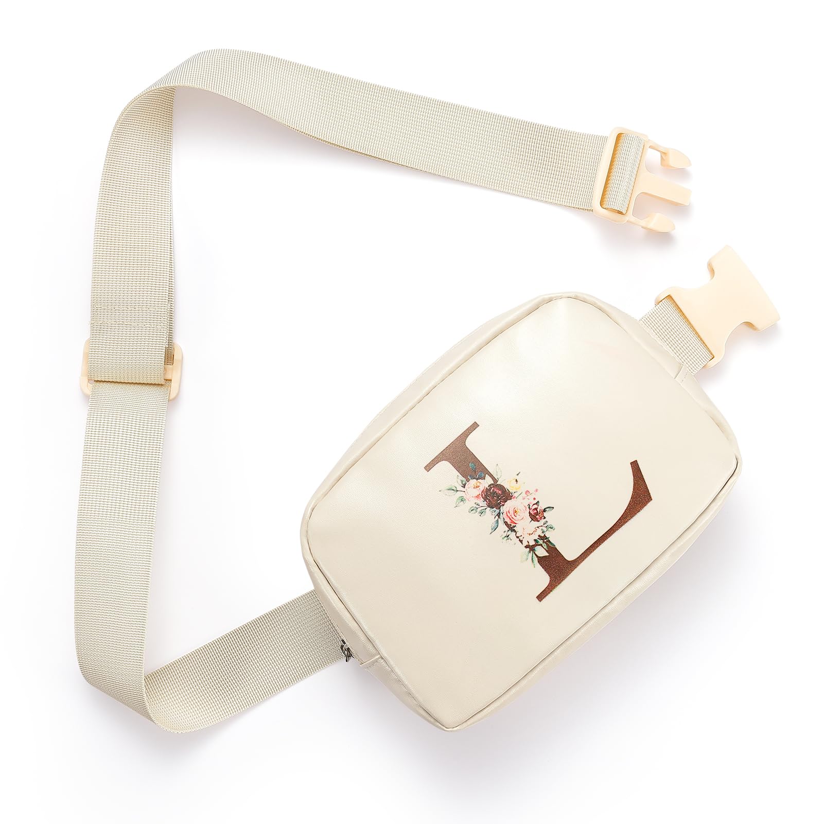 Women's Leather Belt Bag with Initial Letter - Adjustable Strap Crossbody Fanny Pack for Travel, Hiking & Daily Use - Fashionable Waist Bag Gift for Women, Girls & Mom (L) - Perfect for Outdoor Adventures, Shopping & Casual Outings