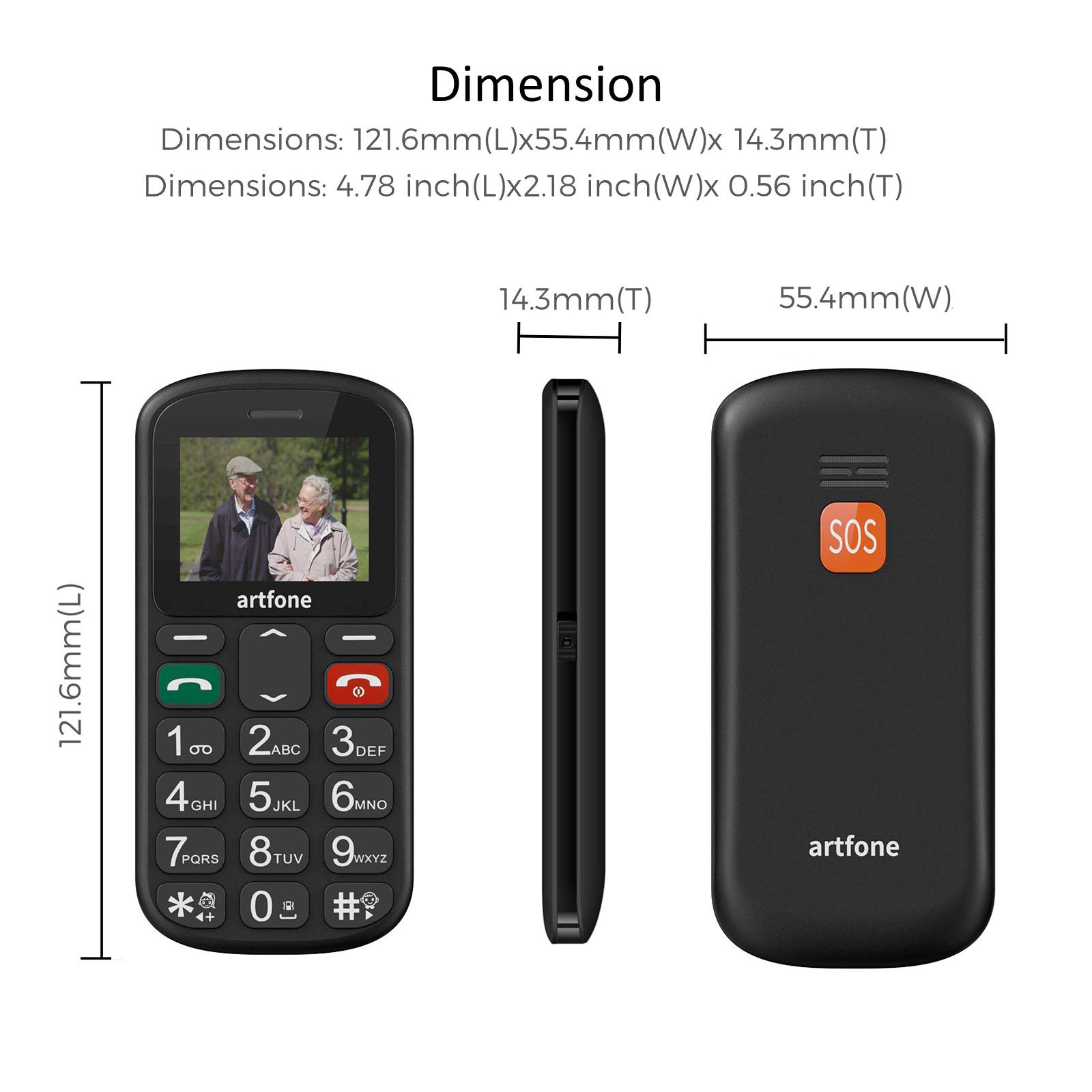 Artfone CS181 Big Button Mobile Phone for Seniors - Upgraded GSM Flip Phone with SOS Emergency Button, Talking Number & Flashlight - Easy-to-Use Elderly Cell Phone for Home, Travel & Emergency Situations