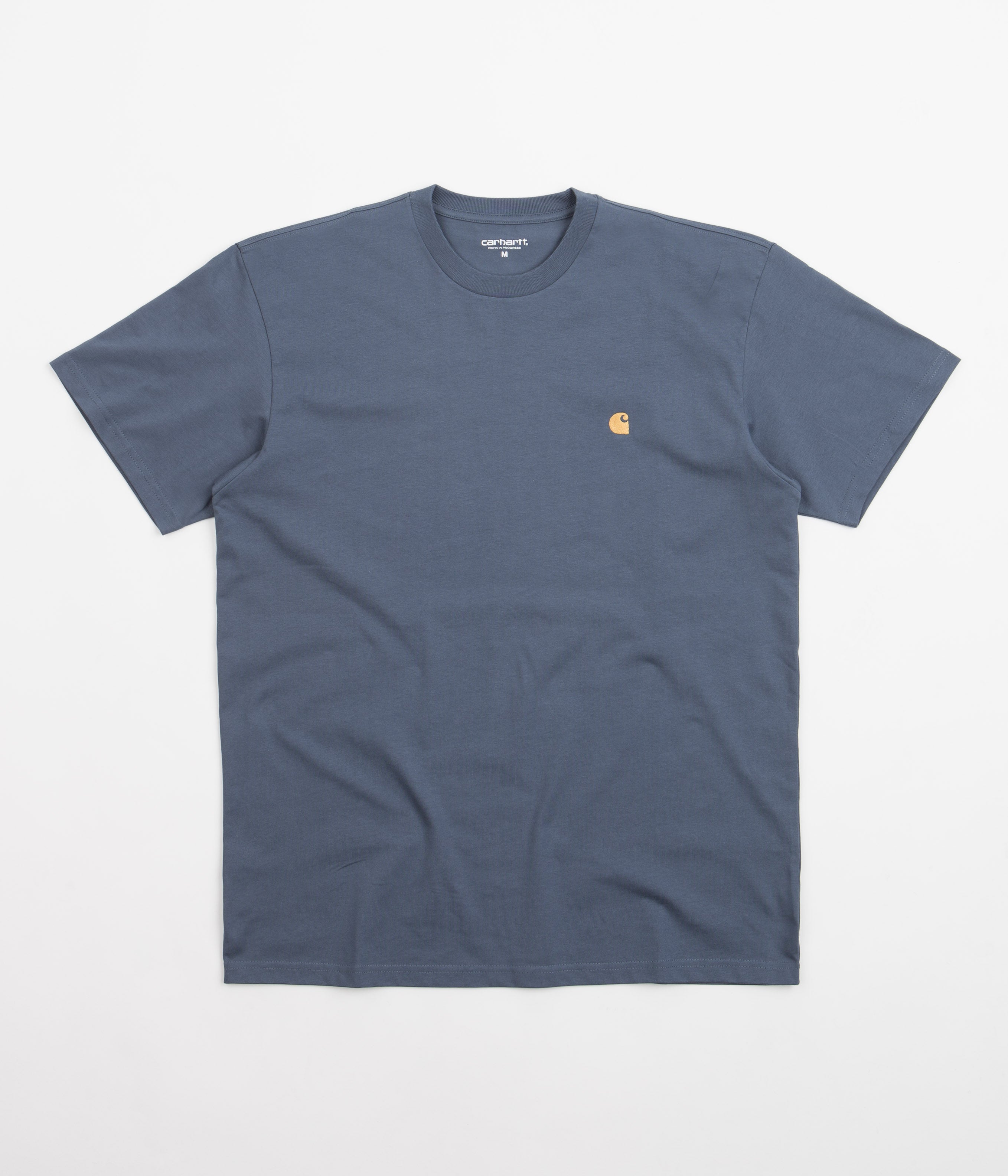 Carhartt Chase T-Shirt for Men - Storm Blue & Gold Color - Comfortable Casual Wear for Work, Outdoor Activities & Everyday Use