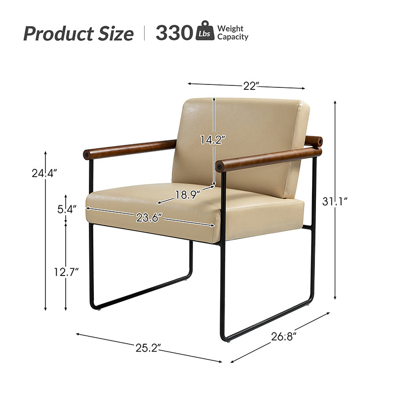 Edurne Modern Armchair with Sturdy Metal Legs - Perfect for Living Room, Office, and Lounge Areas