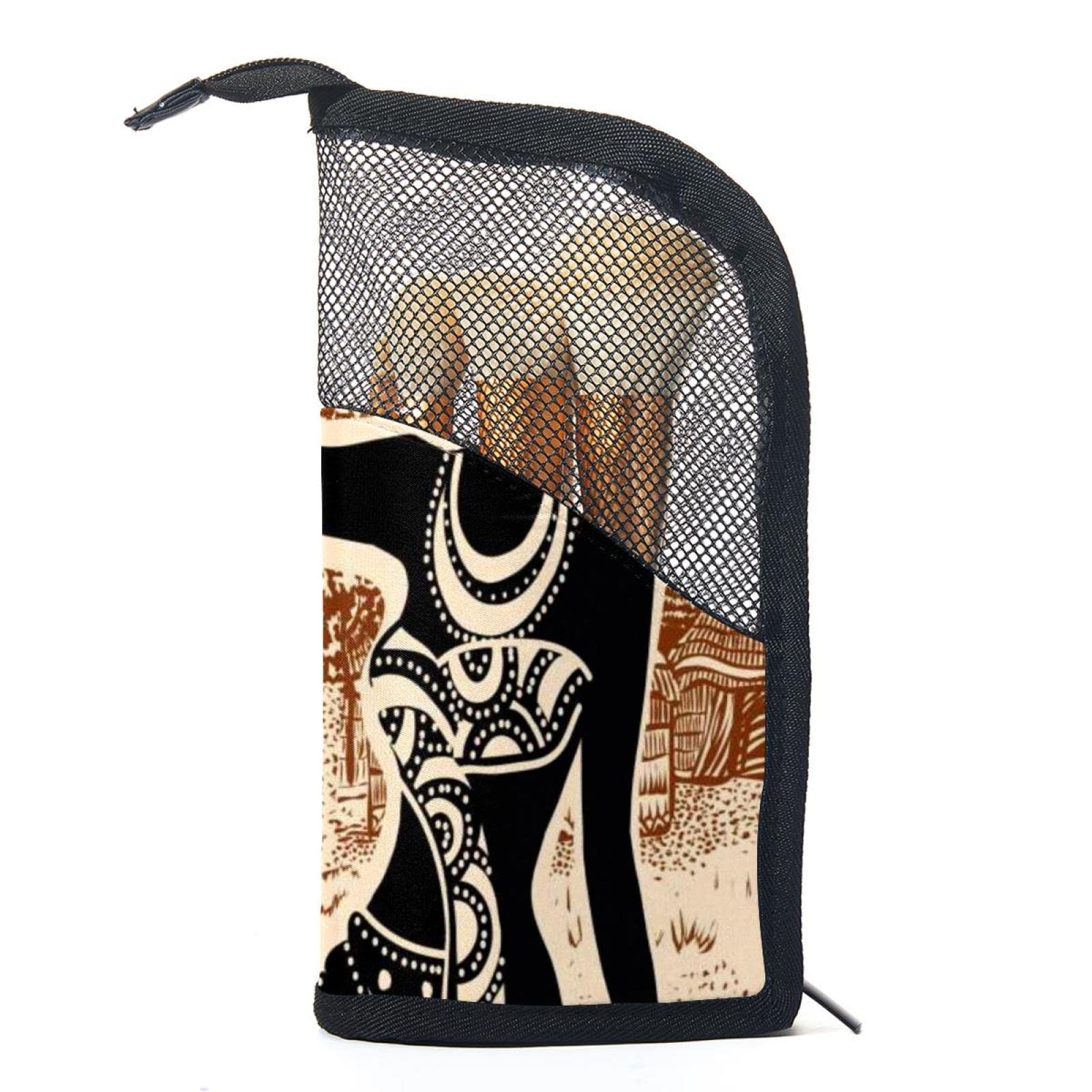 12-Piece African Girl Ethnic Style Makeup Brush Organizer Bag - Portable Travel Brush Holder Case for Women | Perfect for Travel, Home & Professional Makeup Artists